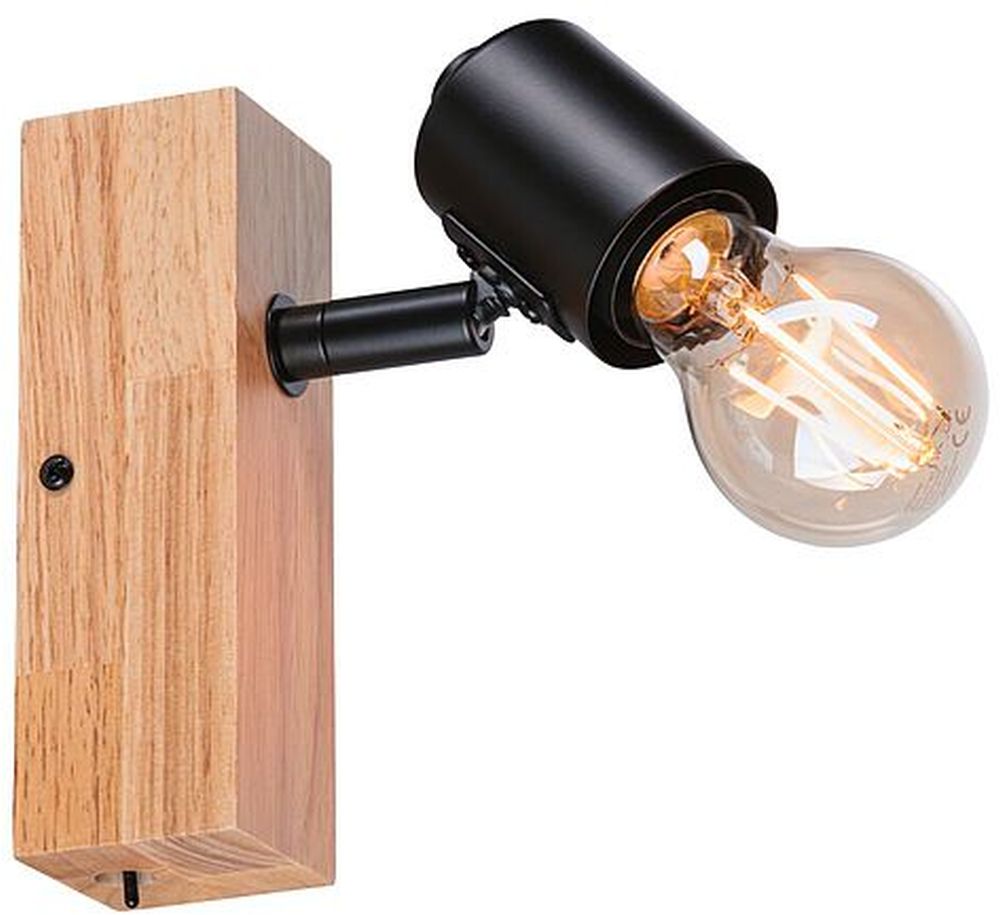 Paulmann Arvid nástenná lampa 1x20 W čierna-drevená 66770