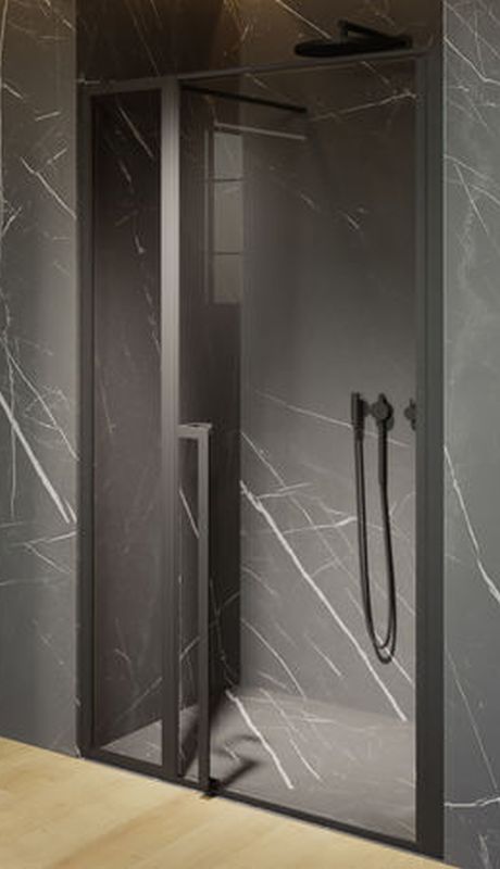 Riho Lucid sprchové dvere 130 cm výklopné čierna matná/priehľadné sklo G005006121