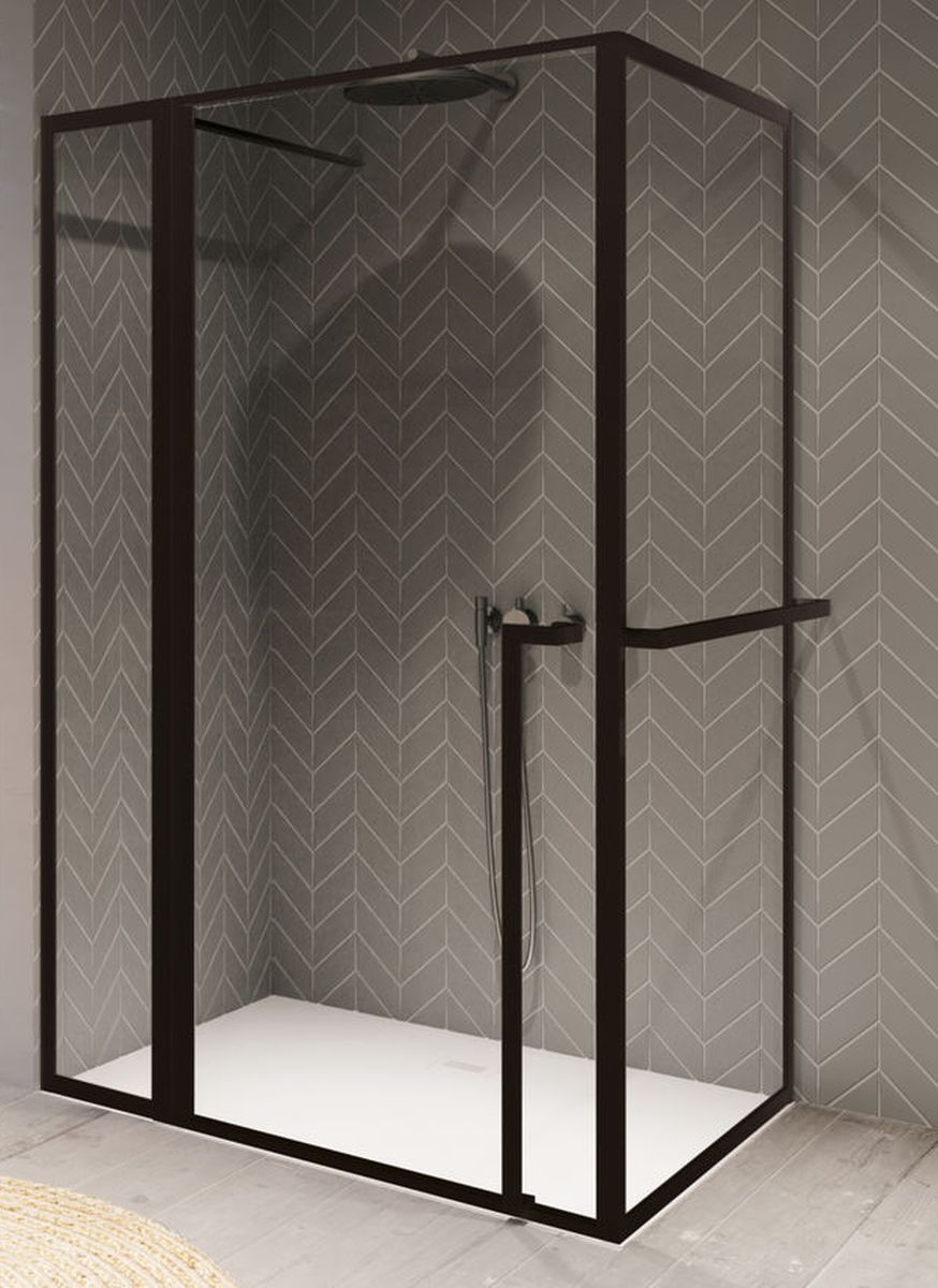 Riho Lucid sprchovací kút 110x80 cm štvorcová čierna matné/priehľadné sklo G005016121