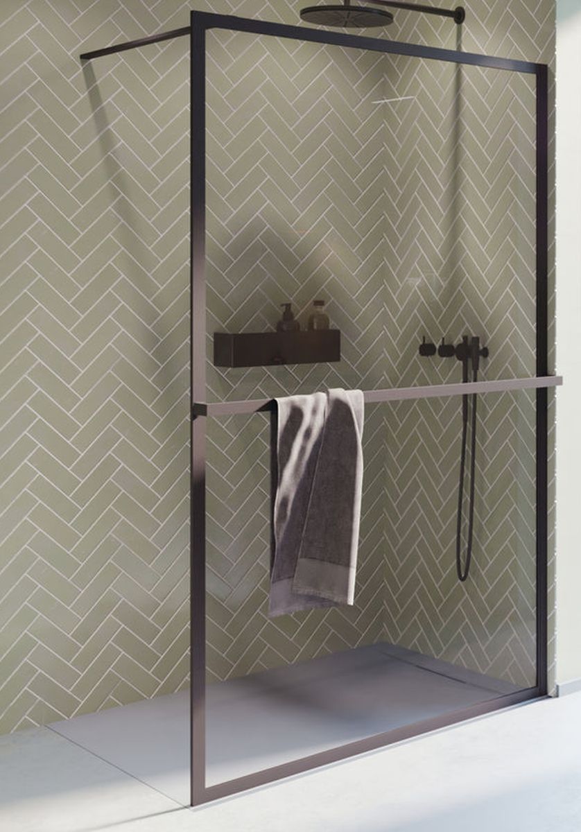 Riho Lucid stena sprchovacieho kúta 100 cm čierna matný/sklo priehľadné G005026121