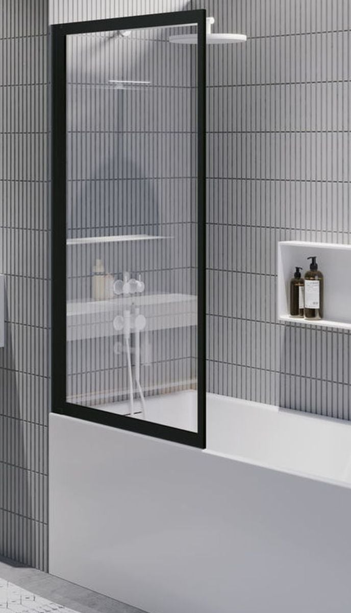 Riho Lucid vaňová zástena 80 cm jednodielny čierna matné/číre sklo G005046121