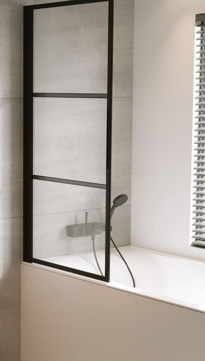 Riho Grid vaňová zástena 80 cm jednodielny čierna matné/číre sklo G004046121
