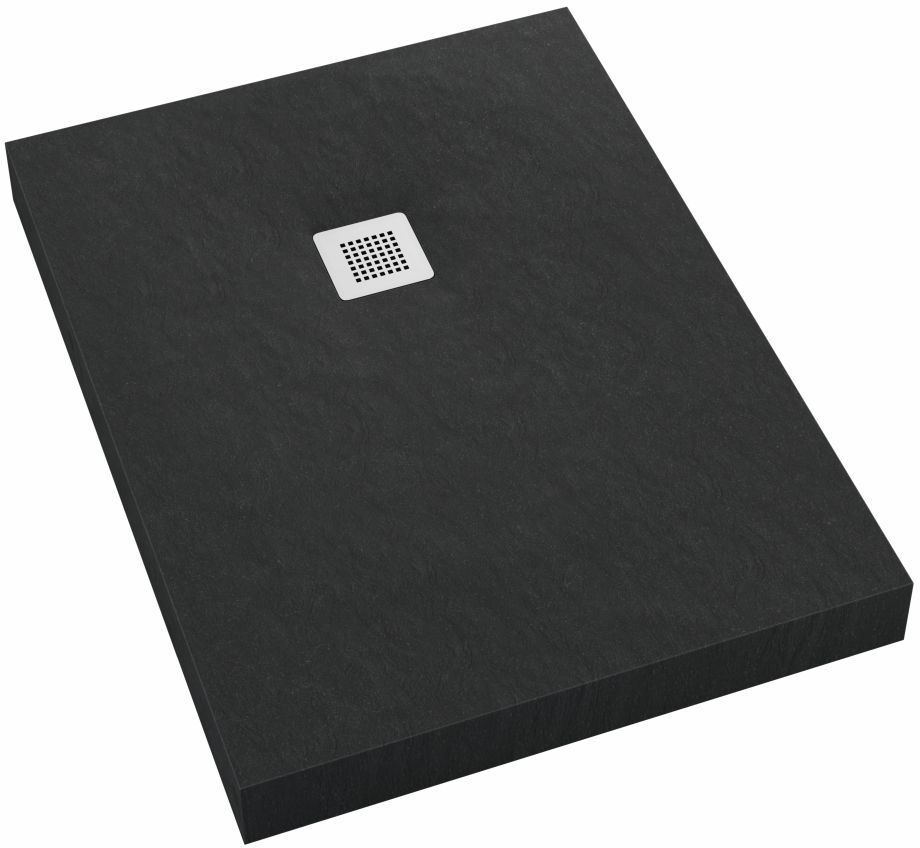 Schedpol New Horizons Black Stone obdĺžniková sprchová vanička + mriežka 100x70 cm čierna 3.3334/C/ST-M2