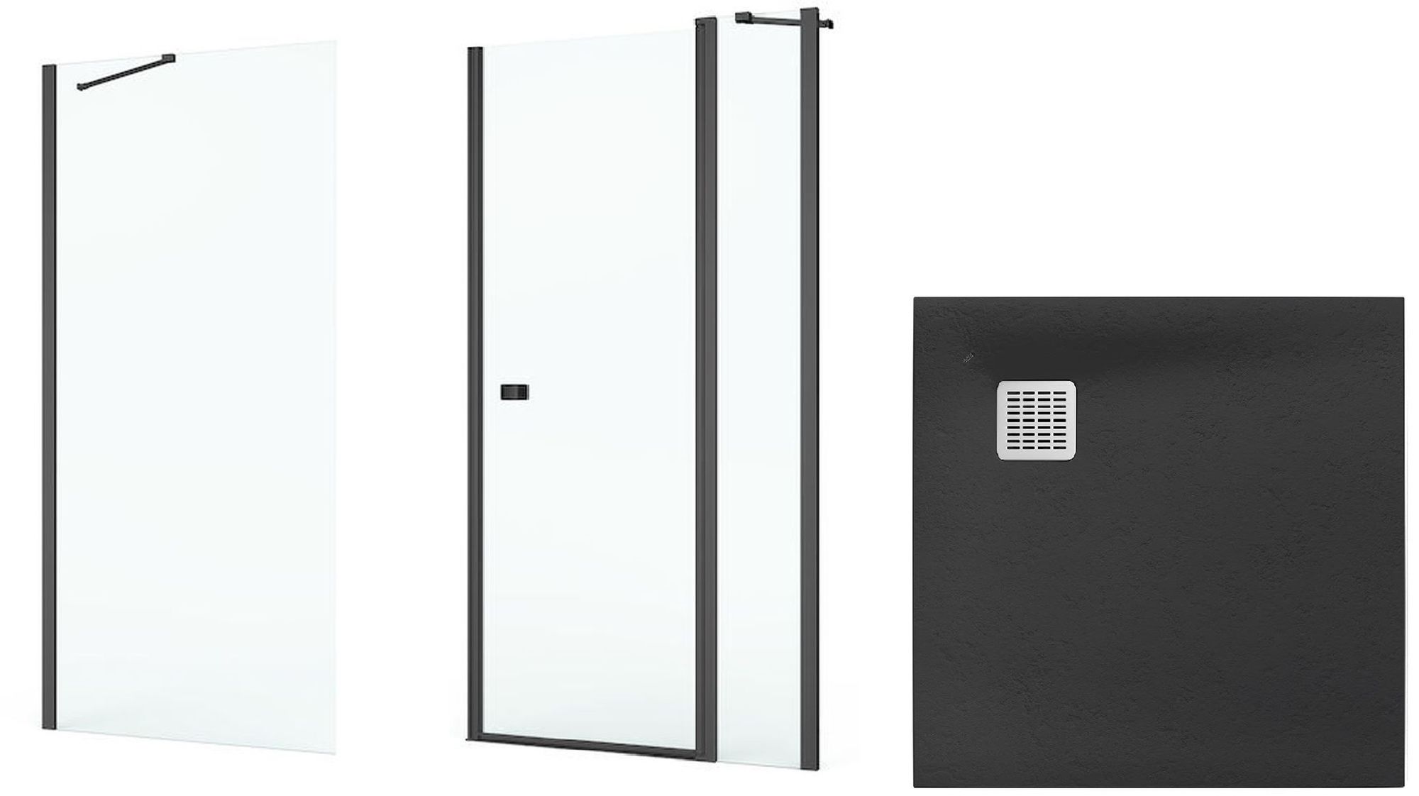 Súprava sprchové dvere Roca Capital AM4609016M, štvorcová sprchová vanička Roca Terran AP10338438401640, AM4409016M