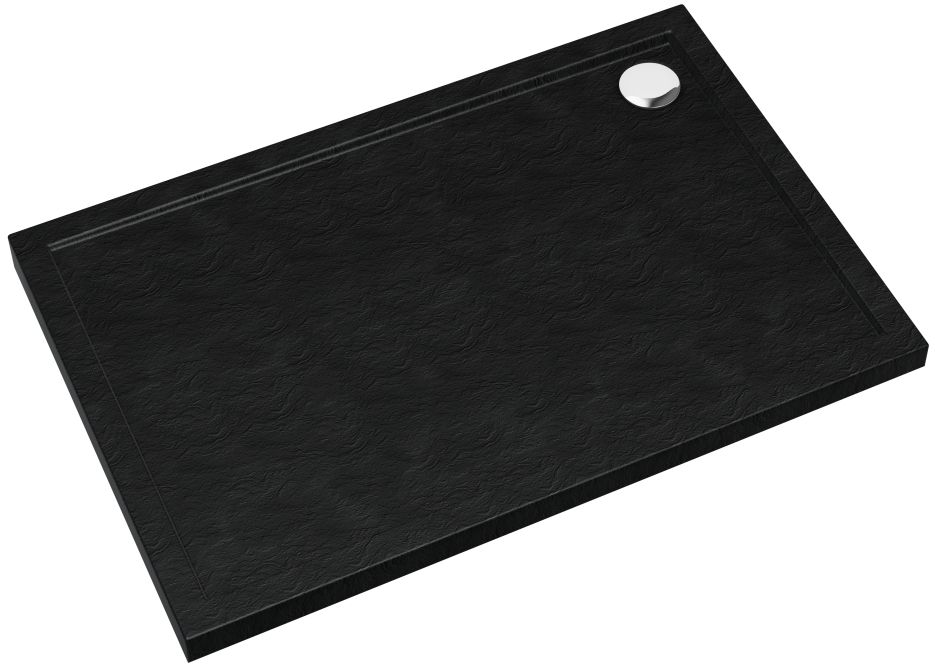 Schedpol Caspar New Black Stone obdĺžniková sprchová vanička so sifónom 100x80 cm čierna 3.2336/C/ST