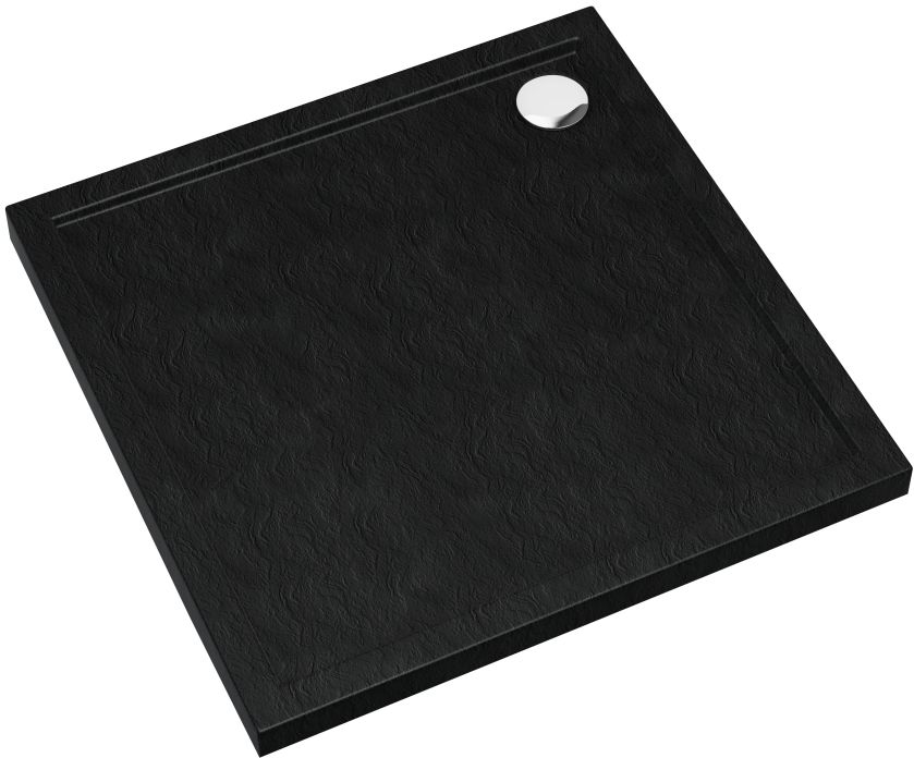 Schedpol Caspar New Black Stone štvorcová sprchová vanička 80x80 cm čierna 3.2330/C/ST