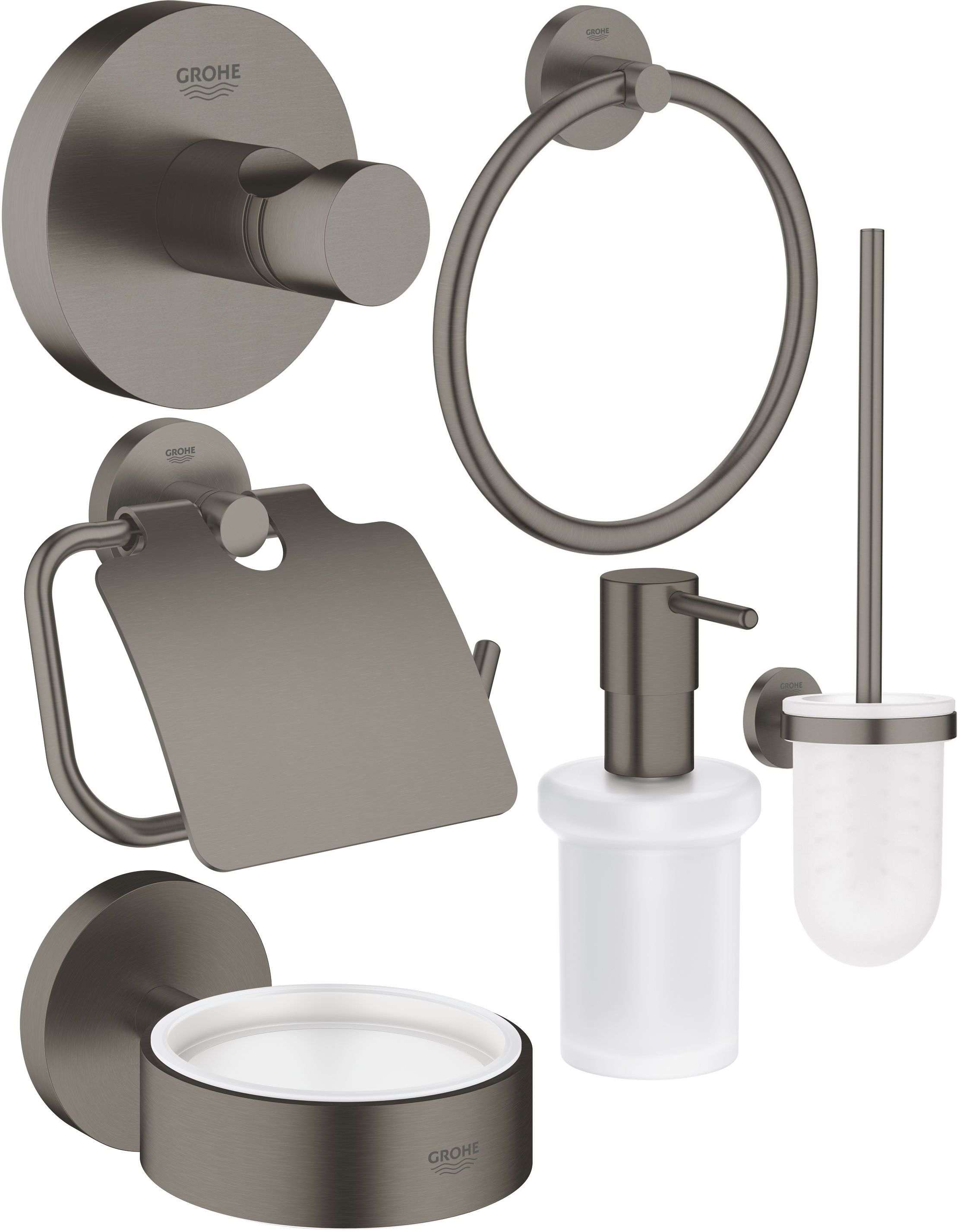 Súprava toaletná kefa Grohe Essentials 40374AL1, držiak na toaletný papier Grohe Essentials 40367AL1, 40369AL1, 40365AL1, 40394AL1, 40364AL1