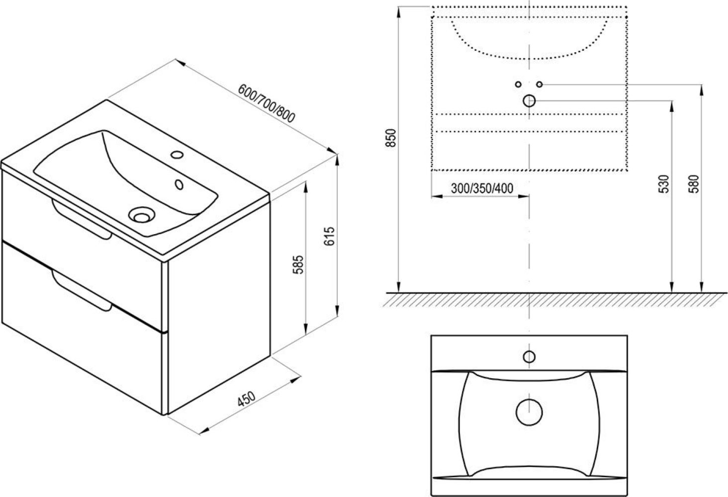 Ravak Classic II skrinka 70x45x58.5 cm závesná kúpeľňová skrinka pod umývadlo biela X000001478