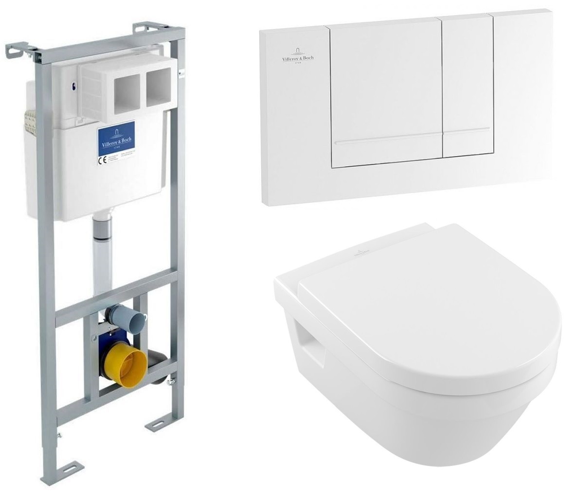Set súprava Combi-Pack s doskou Villeroy & Boch Architectura 5684HR01, podomietková konštrukcia Villeroy & Boch ViConnect 92214200, 92214368