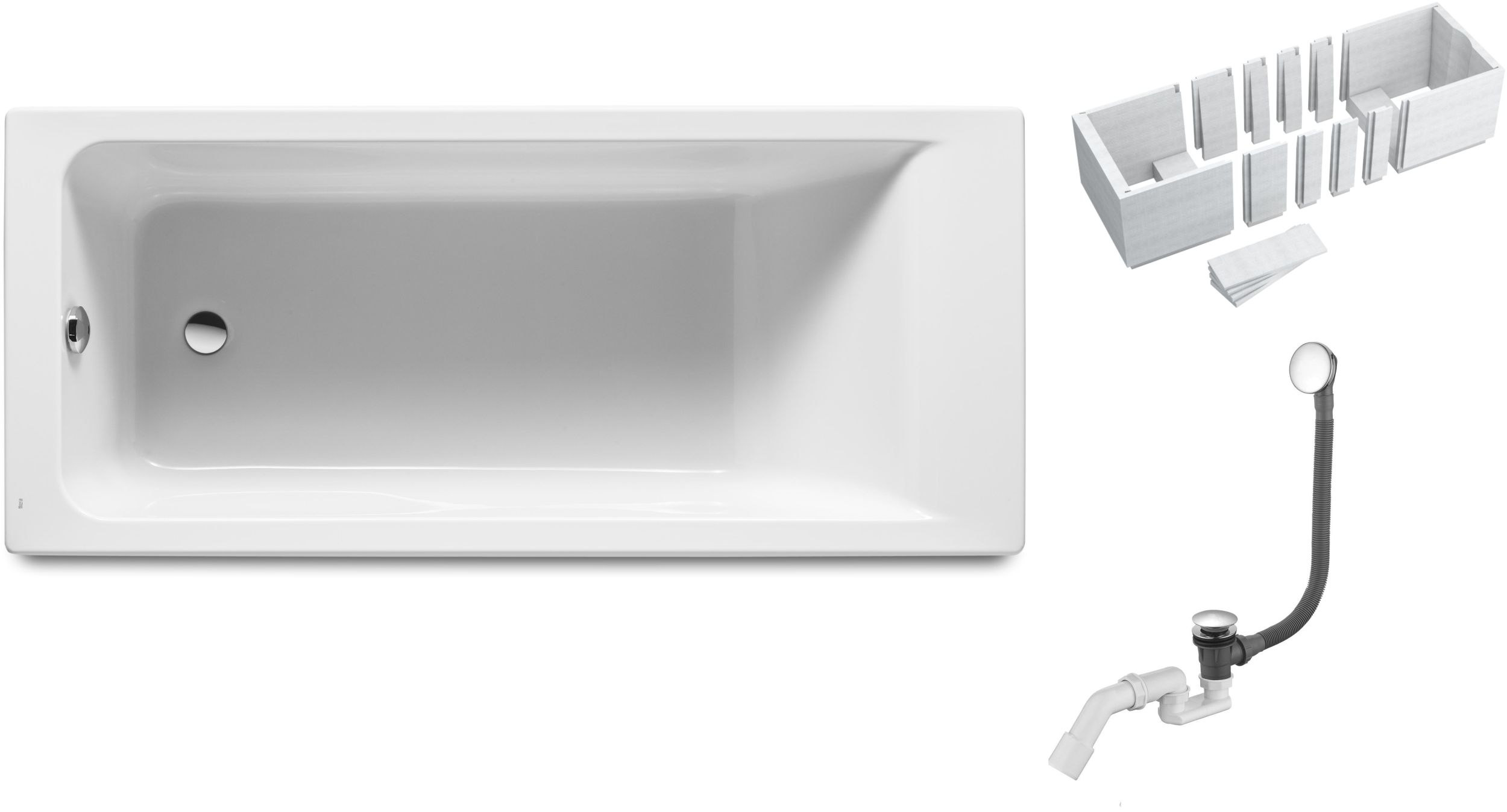 Set obdĺžniková vaňa Roca Easy A248622000, obkladový panel k vani Schedpol Stabilsound 1029LED, 03002100