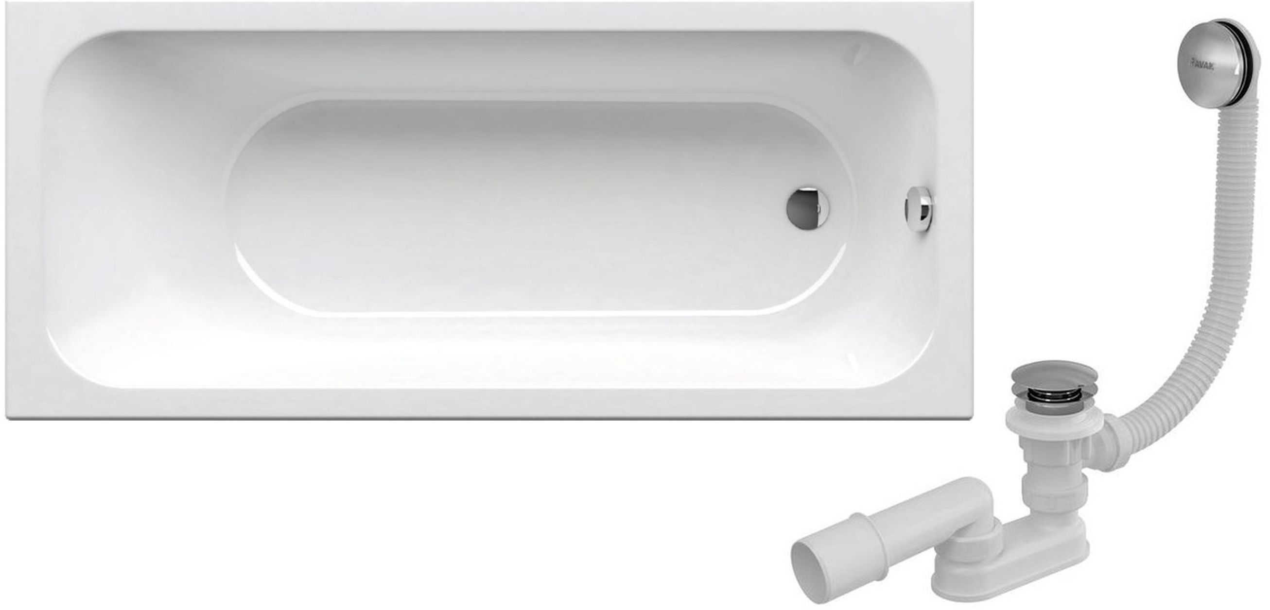Súprava obdĺžniková vaňa Ravak Chrome C741300000, vaňový sifón Ravak X01377, GPX2240016