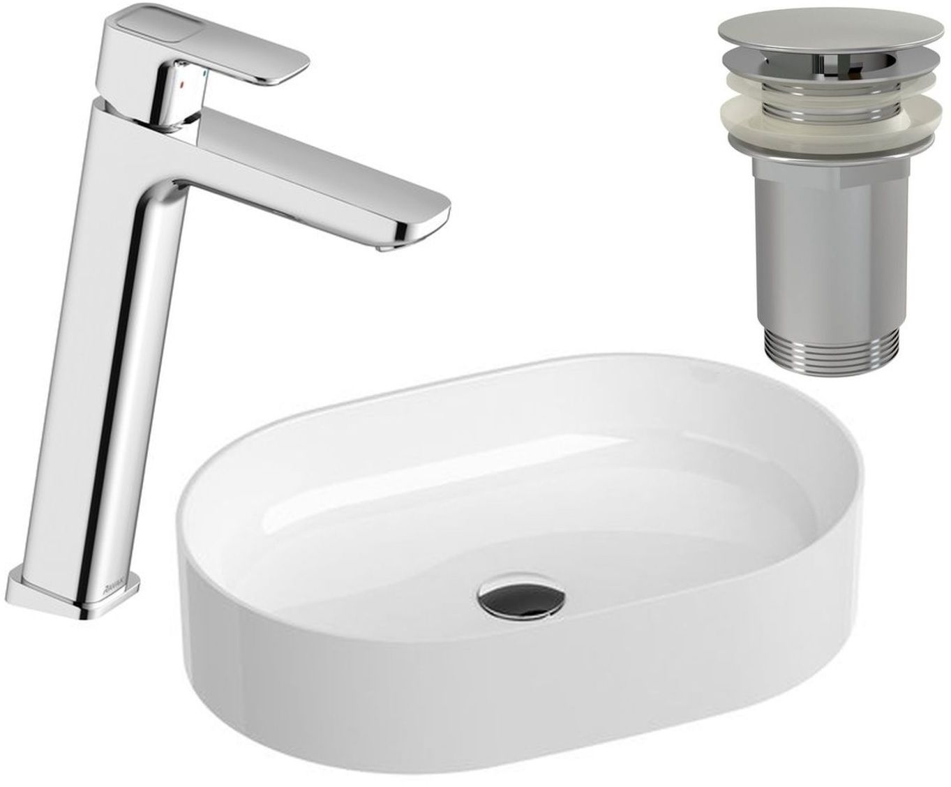 Súprava umývadlová batéria Ravak 10° X070091, umývadlo Ravak Ceramic XJX01155001, X01439