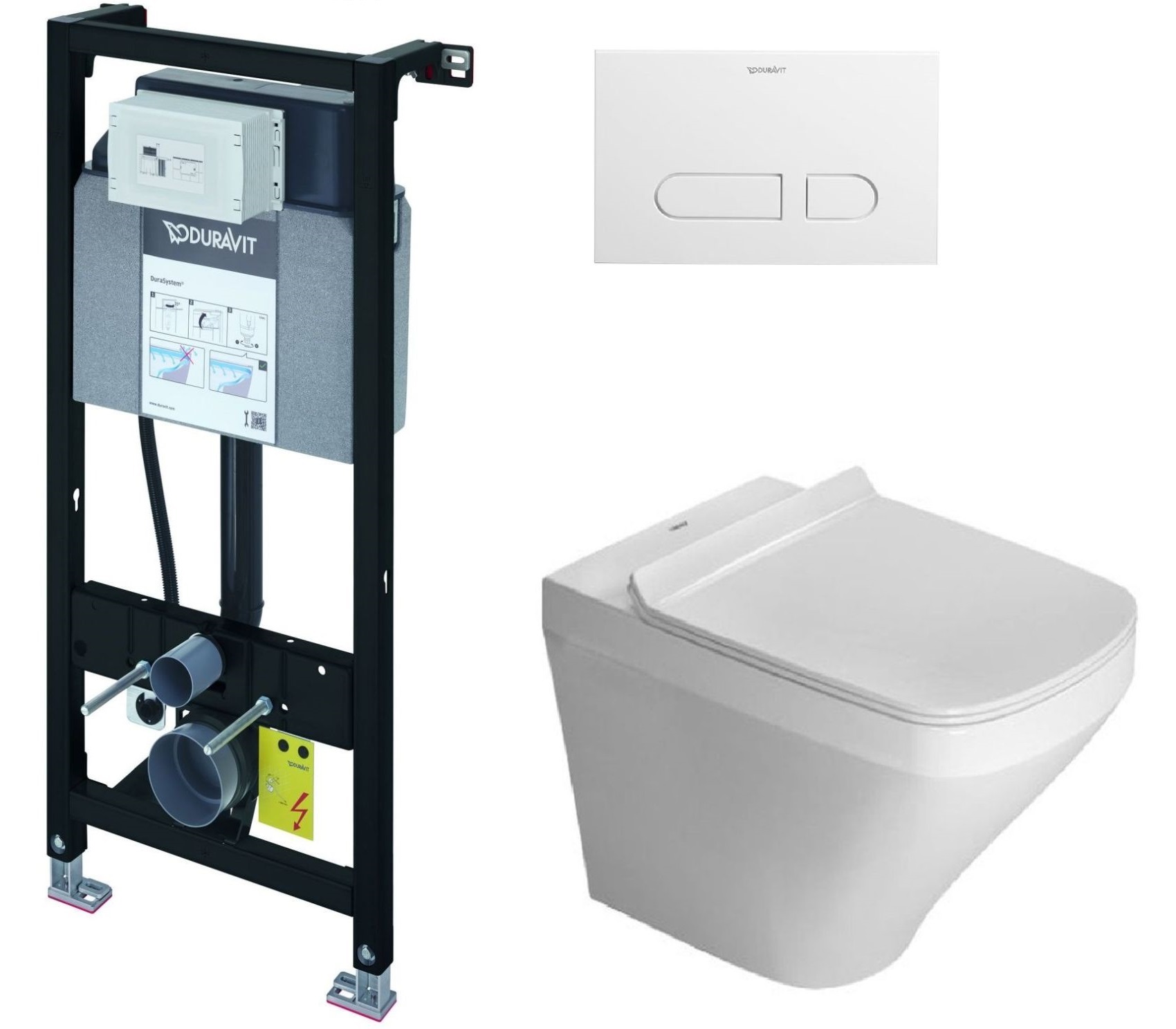 Súprava WC misa s pomaly sa sklápajúcim sedadlom Duravit DuraStyle 45510900A1, podomietková konštrukcia Duravit DuraSystem WD1011000000, WD5001011000