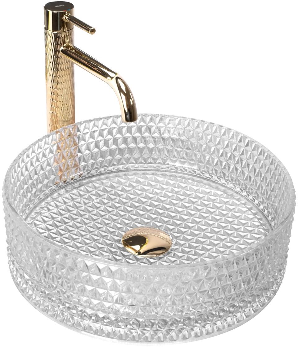 Rea Cristal umývadlo 35.5x35.5 cm okrúhly pultové umývadlo REA-U9670