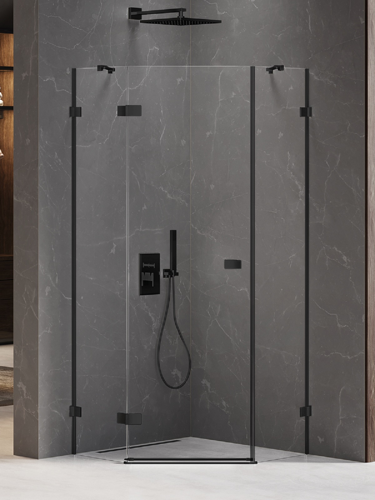 New Trendy Avexa Black sprchovací kút 80x80 cm čierna matné/priehľadné sklo EXK-3873