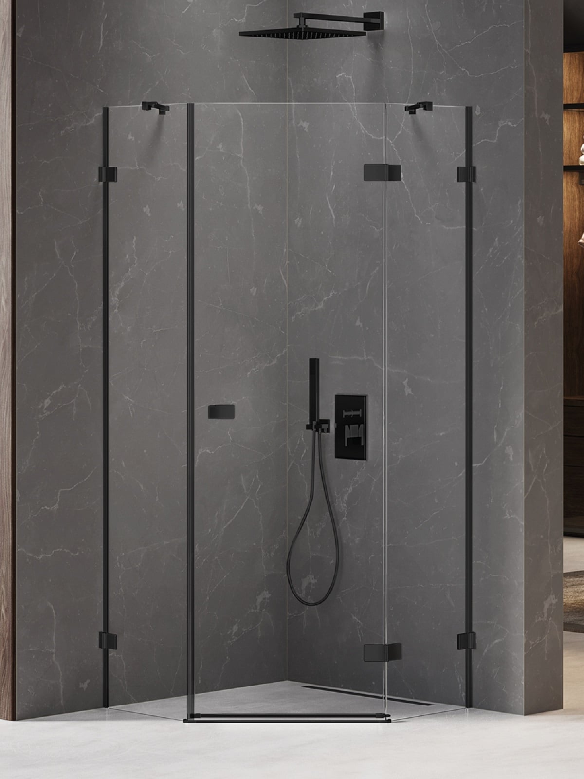 New Trendy Avexa Black sprchovací kút 80x80 cm čierna matné/priehľadné sklo EXK-3874