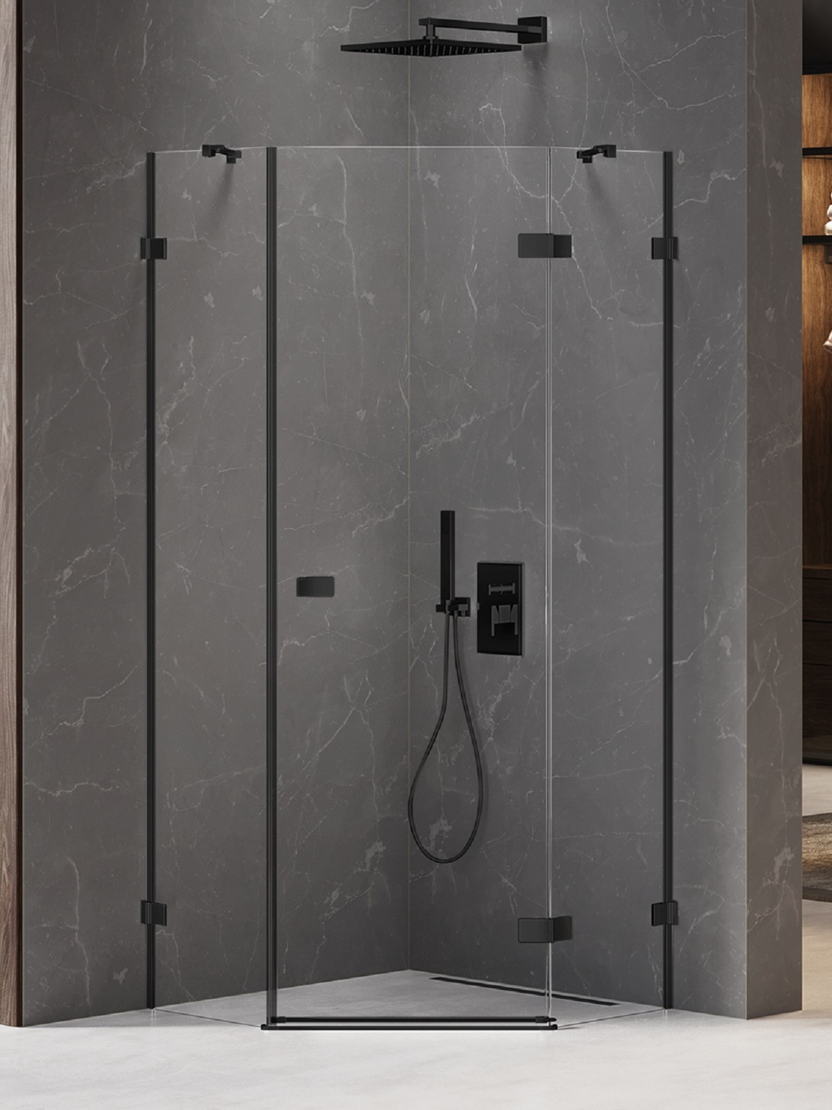 New Trendy Avexa Black sprchovací kút 90x90 cm čierna matné/priehľadné sklo EXK-3876