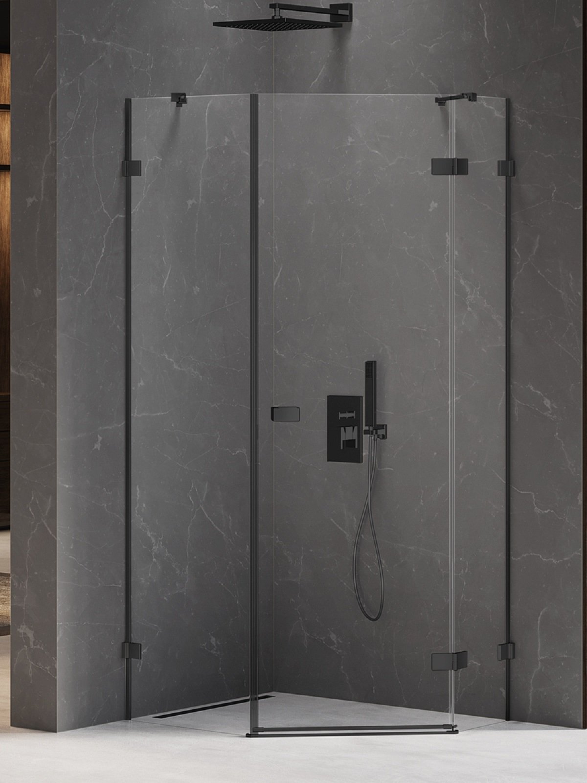 New Trendy Avexa Black sprchovací kút 100x80 cm čierna matné/priehľadné sklo EXK-3883