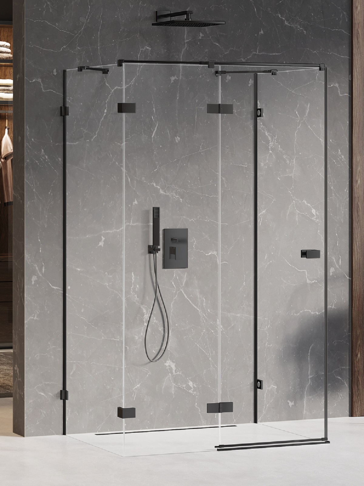 New Trendy Avexa Black sprchovací kút 120x90 cm štvorcová čierna polomatné/priehľadné sklo EXK-2621