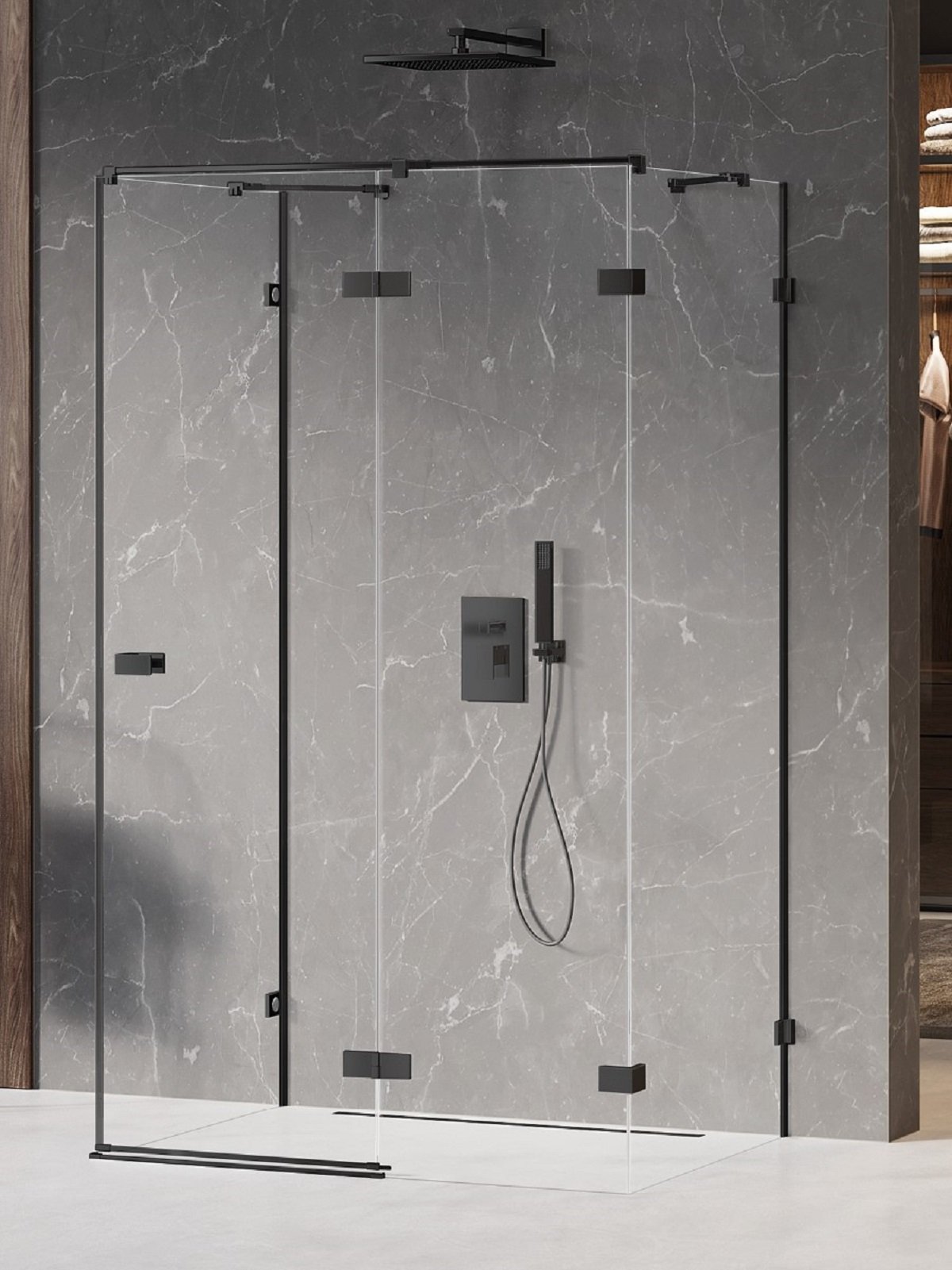 New Trendy Avexa Black sprchovací kút 120x110 cm štvorcová čierna matné/priehľadné sklo EXK-2648