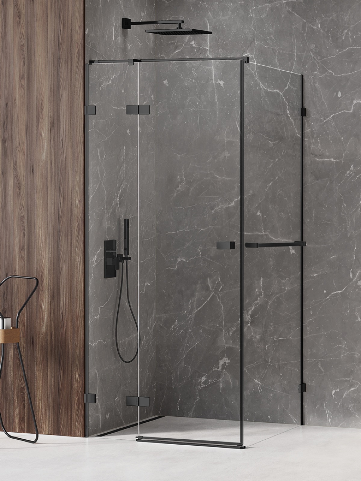 New Trendy Avexa Black sprchovací kút 70x90 cm štvorcová čierna matné/priehľadné sklo EXK-2541