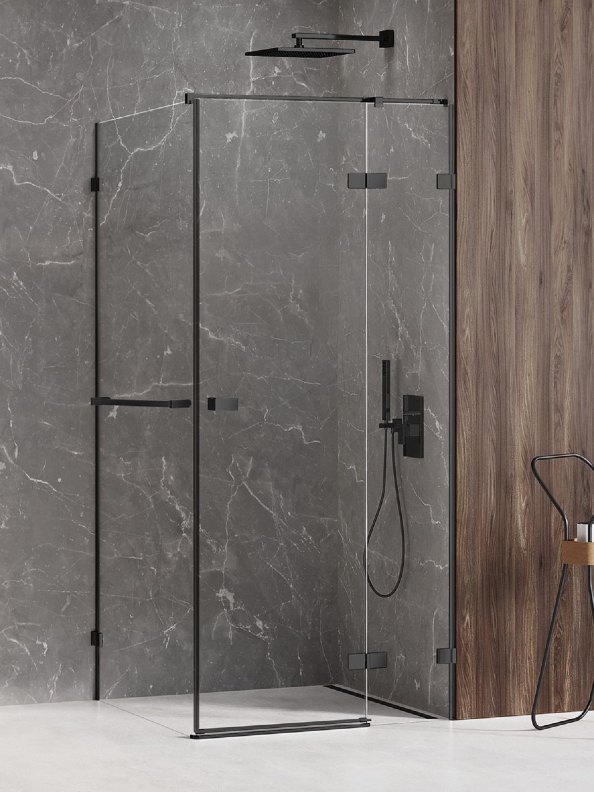New Trendy Avexa Black sprchovací kút 110x110 cm obdĺžniková čierna matné/priehľadné sklo EXK-2587
