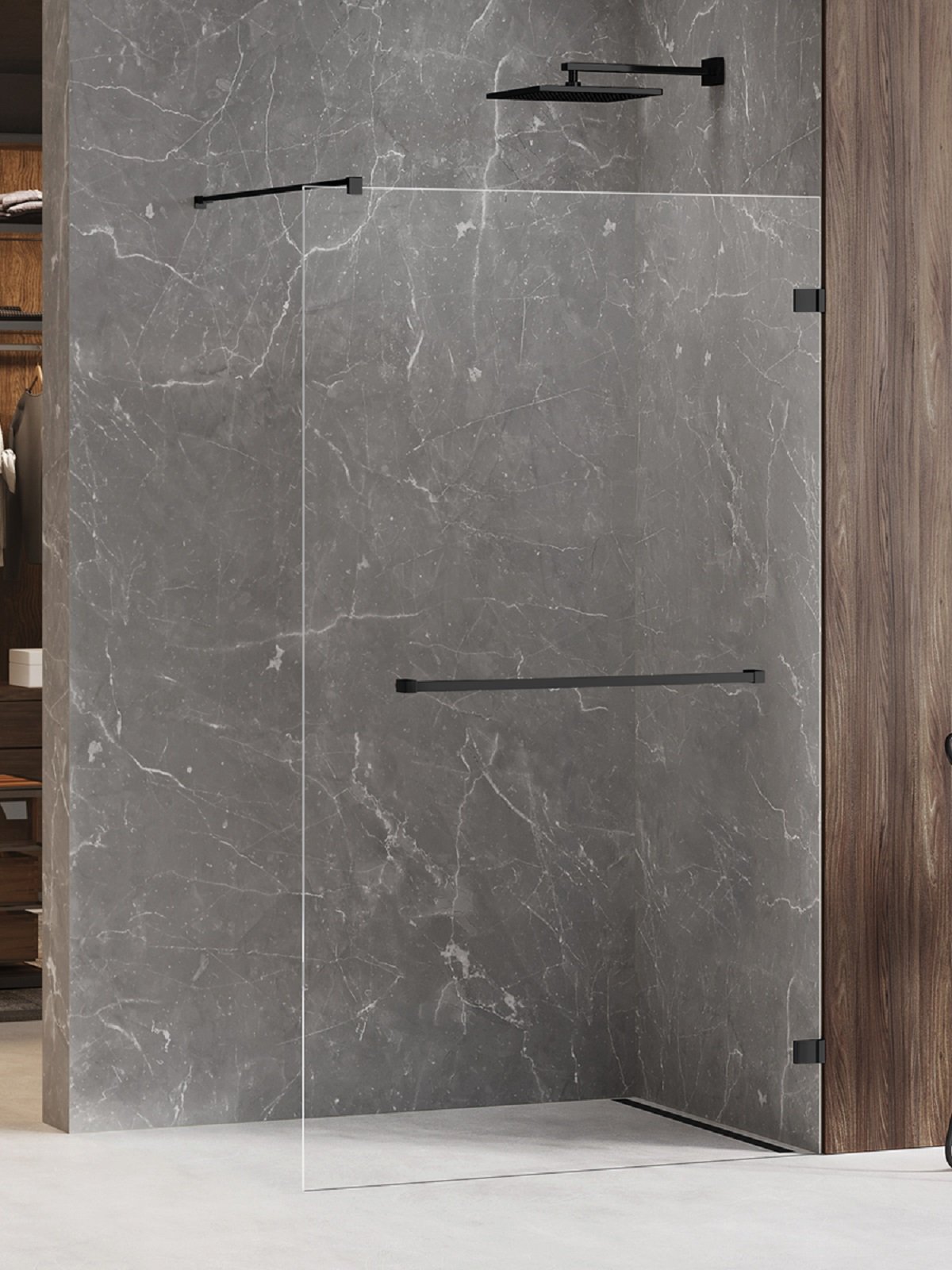 New Trendy Avexa Black stena sprchového kúta walk -in 120 cm čierna polomatný/sklo priehľadné EXK-2672
