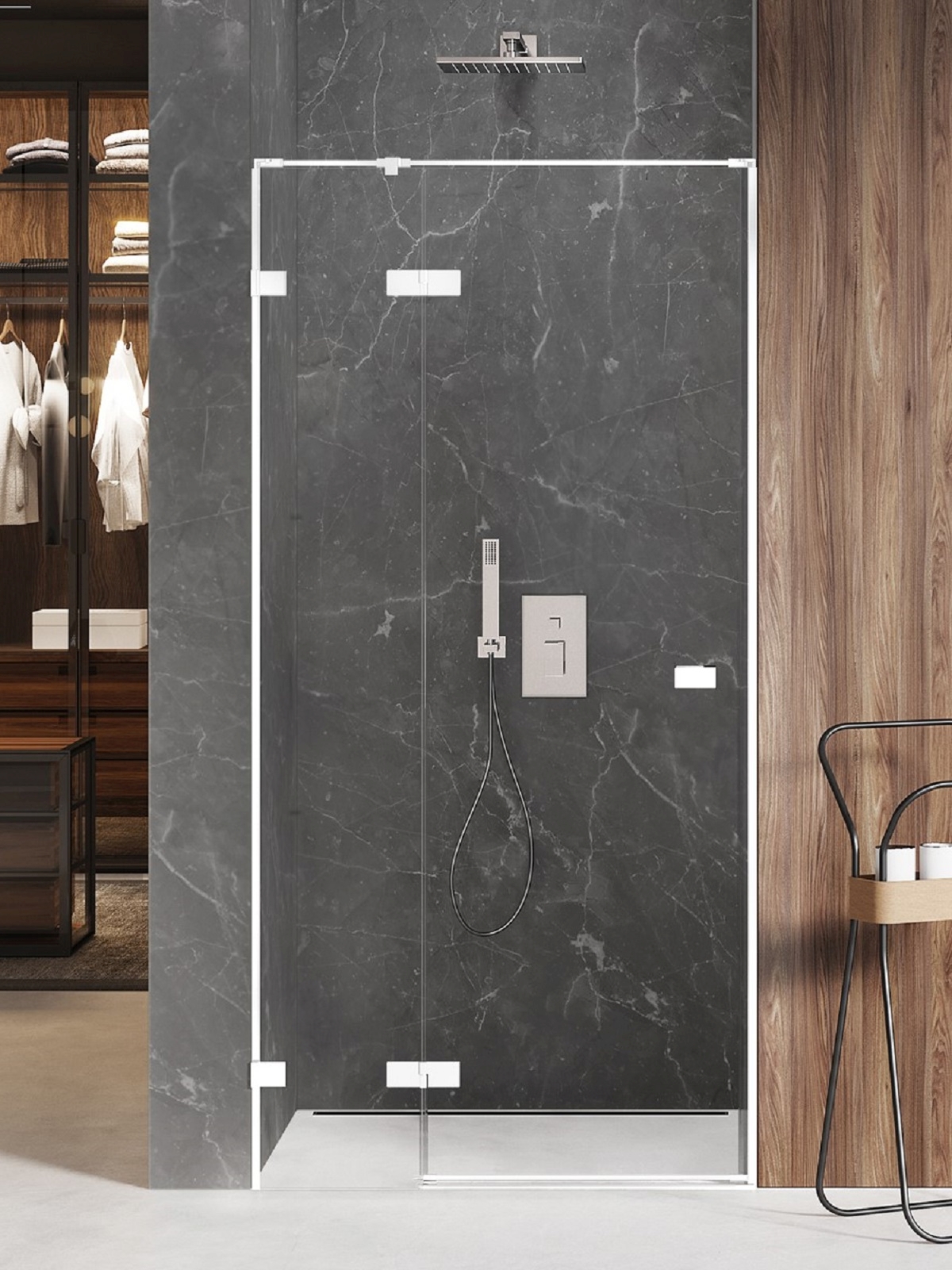 New Trendy Avexa White sprchové dvere 140 cm výklopné biela matná/priehľadné sklo EXK-2699