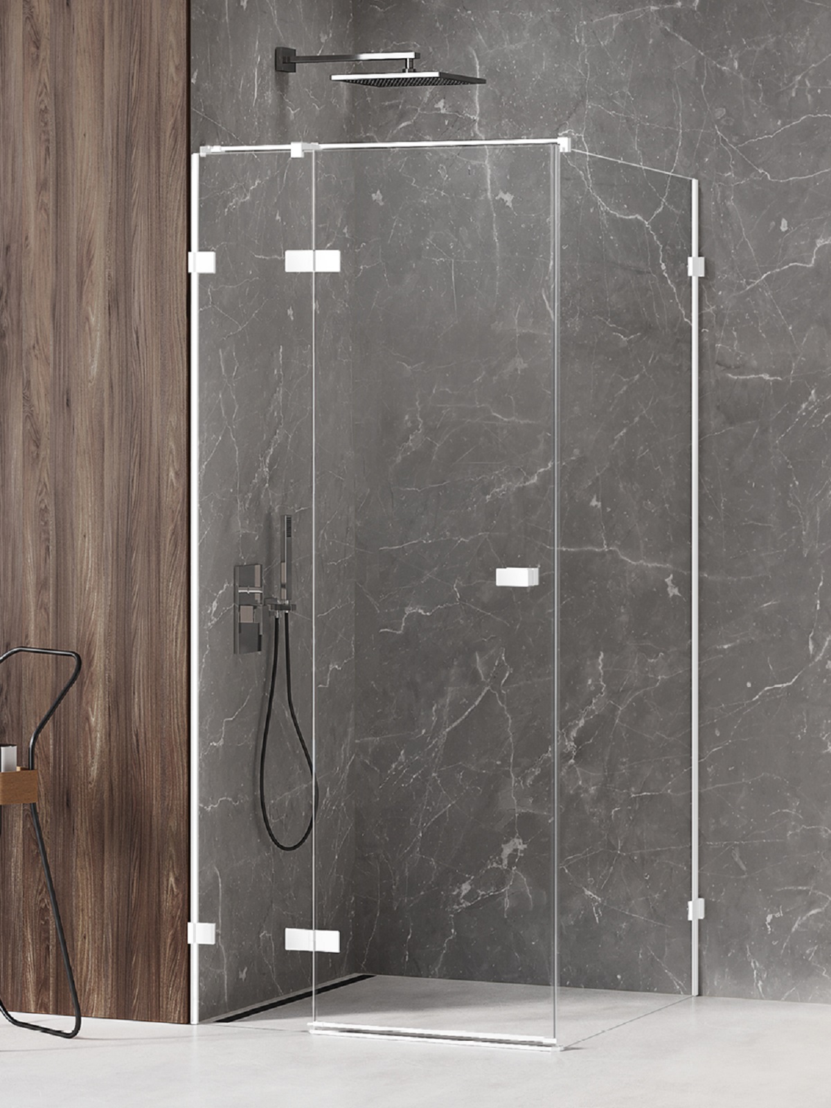 New Trendy Avexa White sprchovací kút 90x90 cm obdĺžniková biela matné/priehľadné sklo EXK-2709