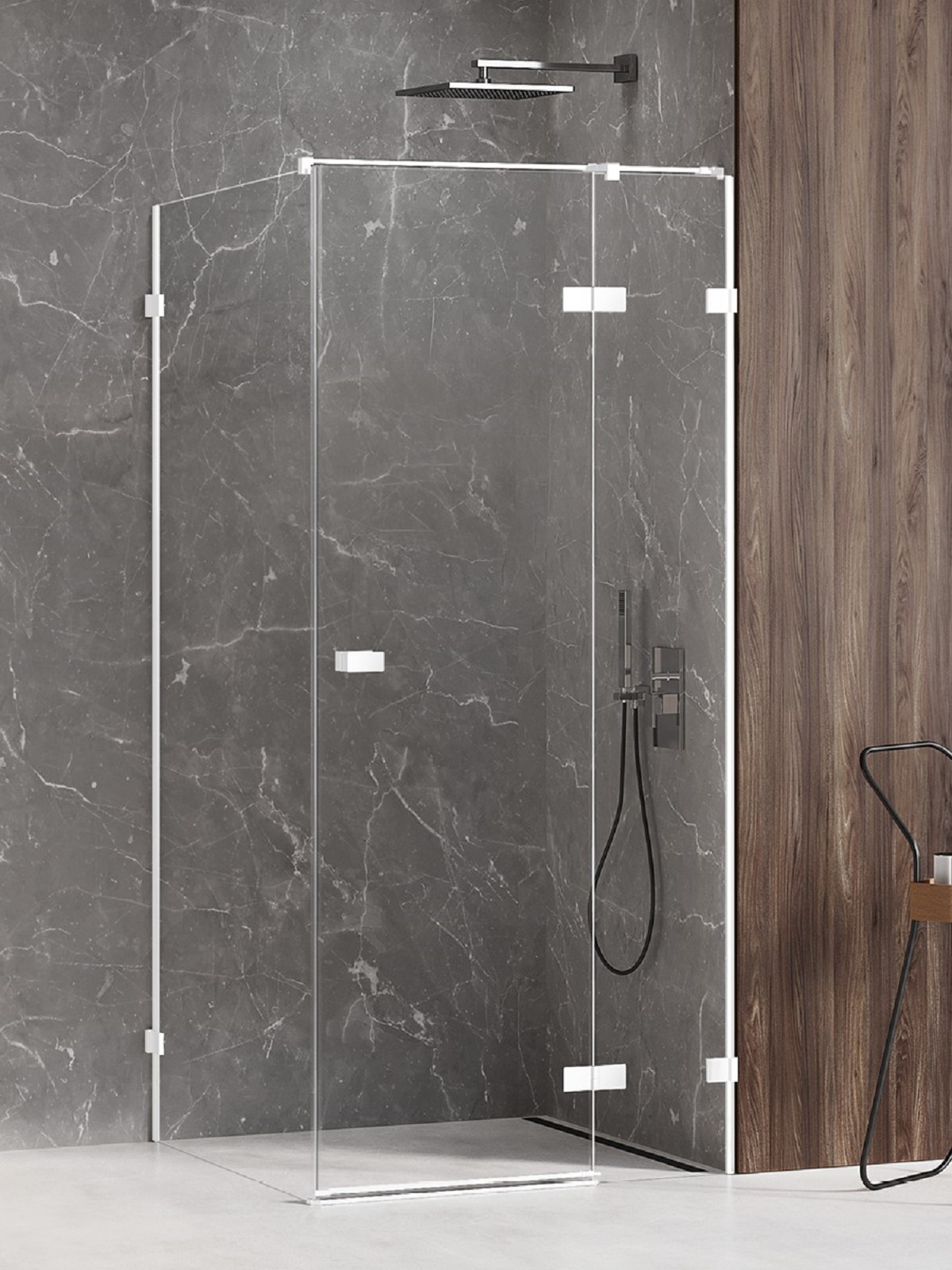 New Trendy Avexa White sprchovací kút 110x80 cm štvorcová biela matné/priehľadné sklo EXK-2735