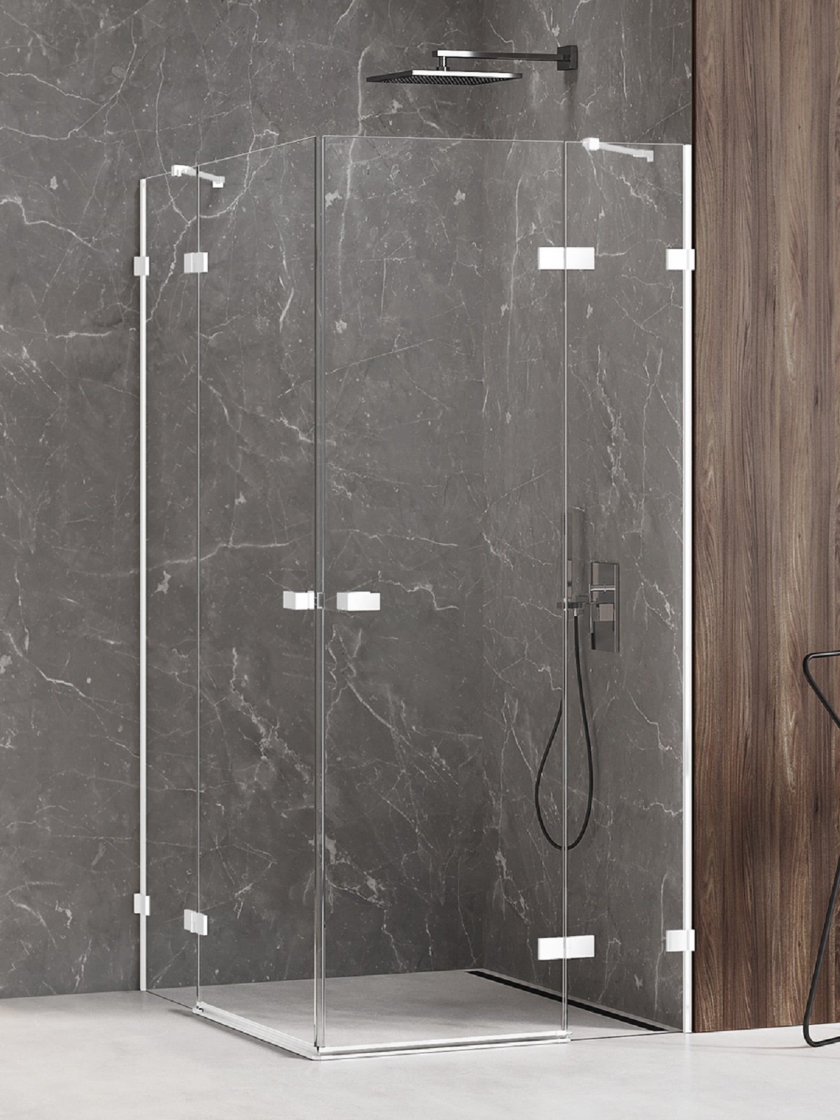 New Trendy Avexa White sprchovací kút 90x80 cm štvorcová biela matné/priehľadné sklo EXK-2822