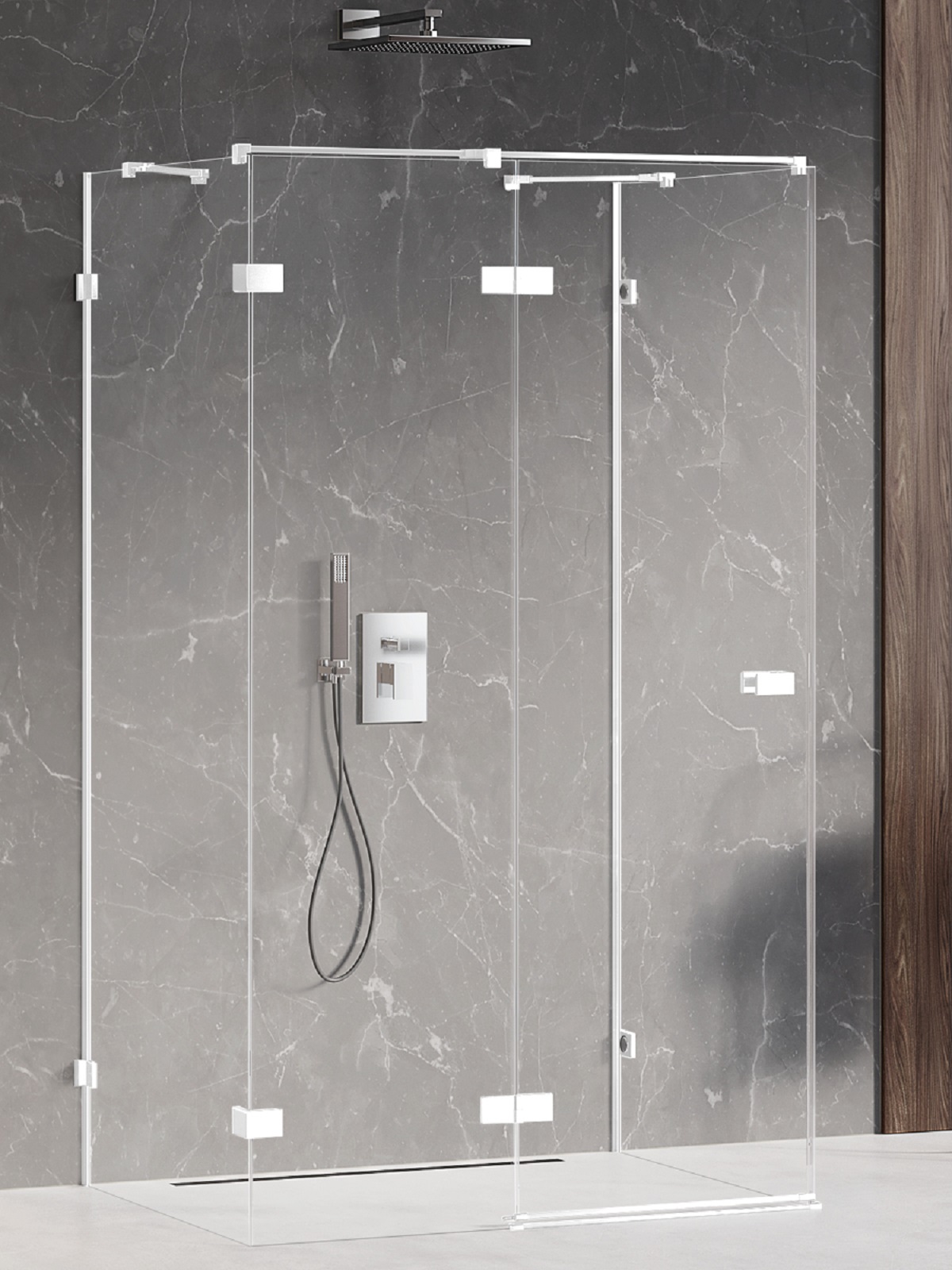 New Trendy Avexa White sprchovací kút 110x90 cm štvorcová biela matné/priehľadné sklo EXK-2866