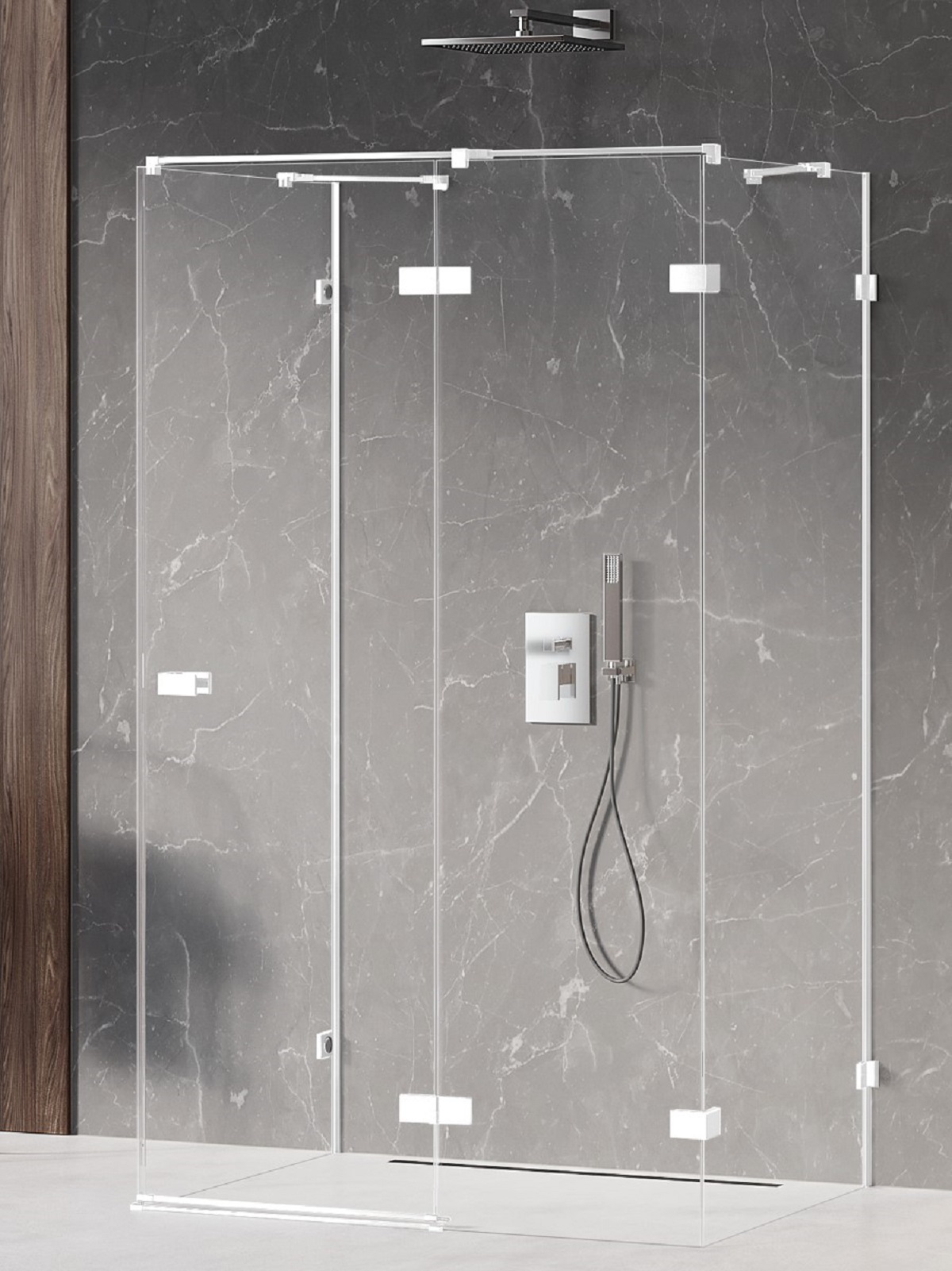 New Trendy Avexa White sprchovací kút 90x90 cm obdĺžniková biela matné/priehľadné sklo EXK-2884