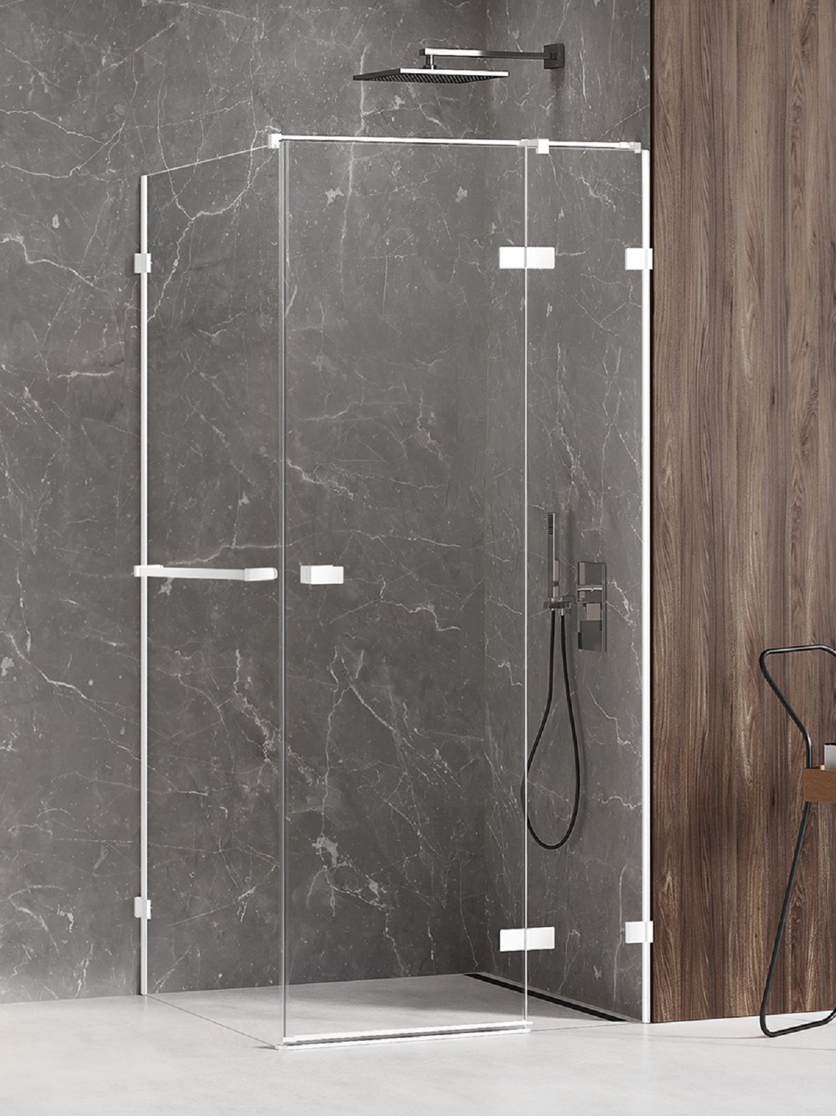 New Trendy Avexa Gunmetal Brushed sprchovací kút 120x80 cm štvorcová biela matné/priehľadné sklo EXK-2816