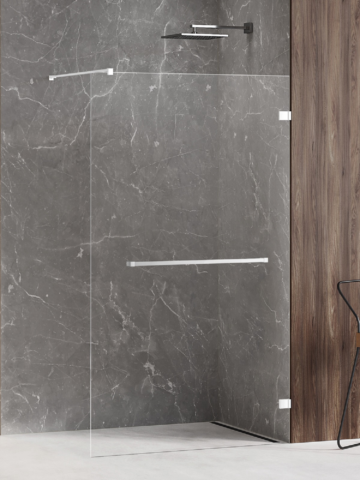 New Trendy Avexa White stena sprchového kúta walk -in 140 cm biela matný/sklo priehľadné EXK-2957