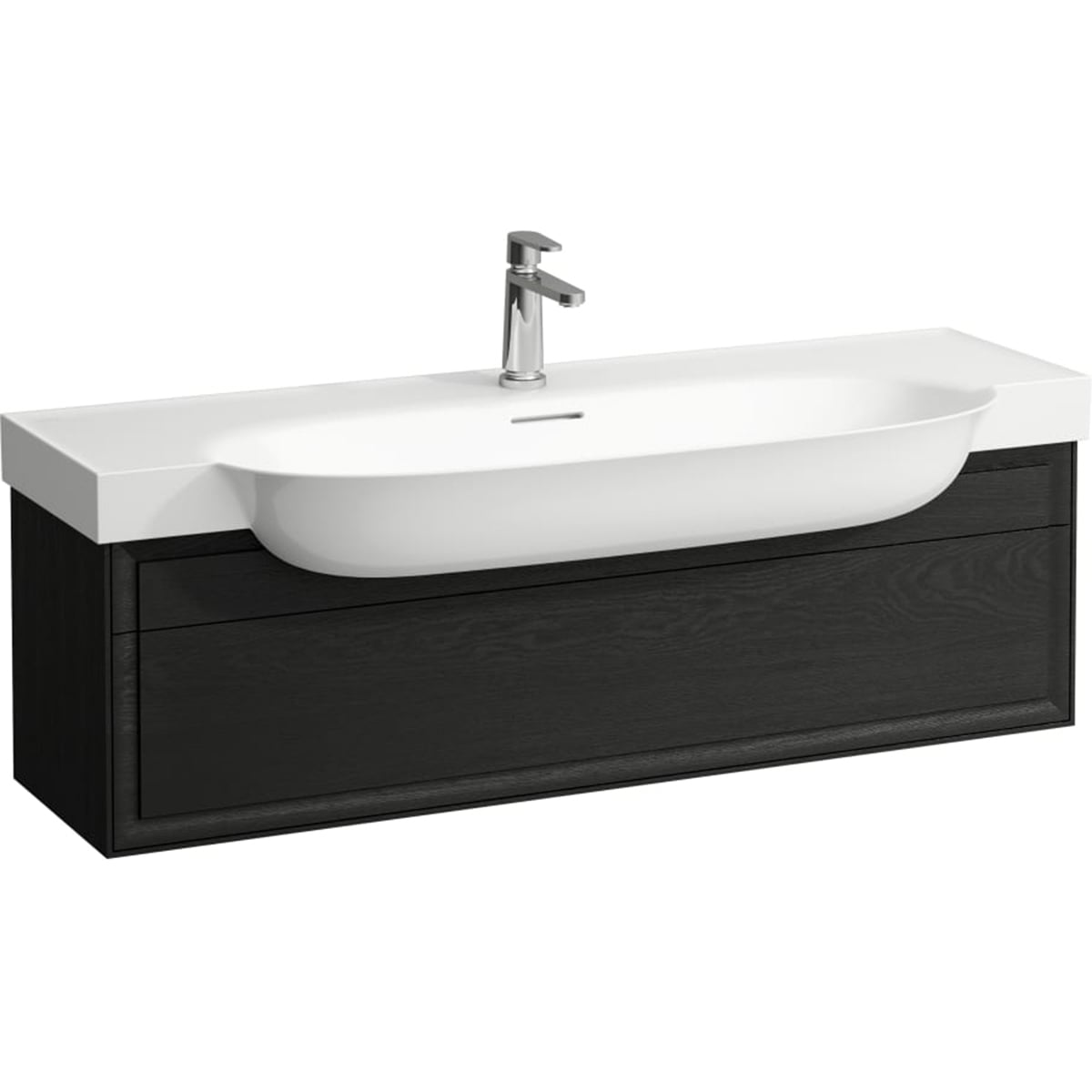 Laufen The New Classic skrinka 117.5x31.5x34.5 cm závesná kúpeľňová skrinka pod umývadlo čierna-dub H4060510856281