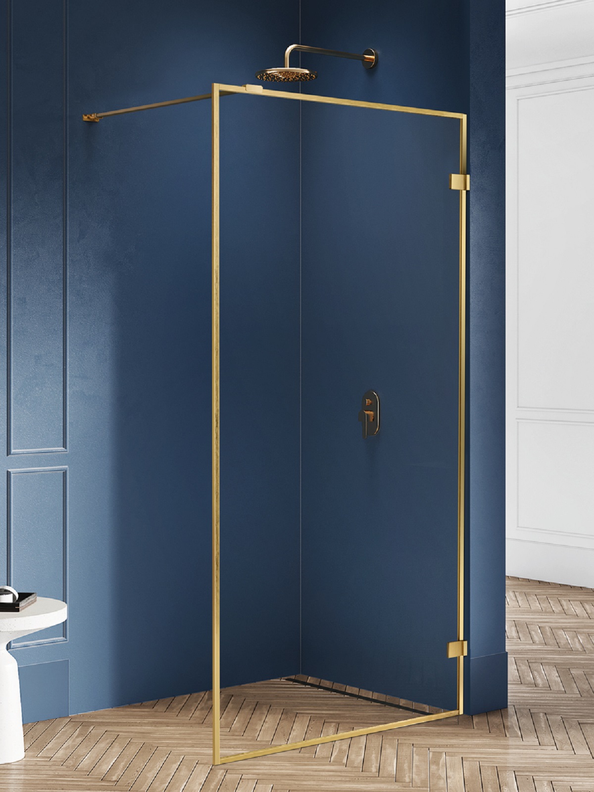 New Trendy Avexa Gold Brushed stena sprchového kúta walk -in 130 cm zlatá brúsený/sklo priehľadné EXK-3138
