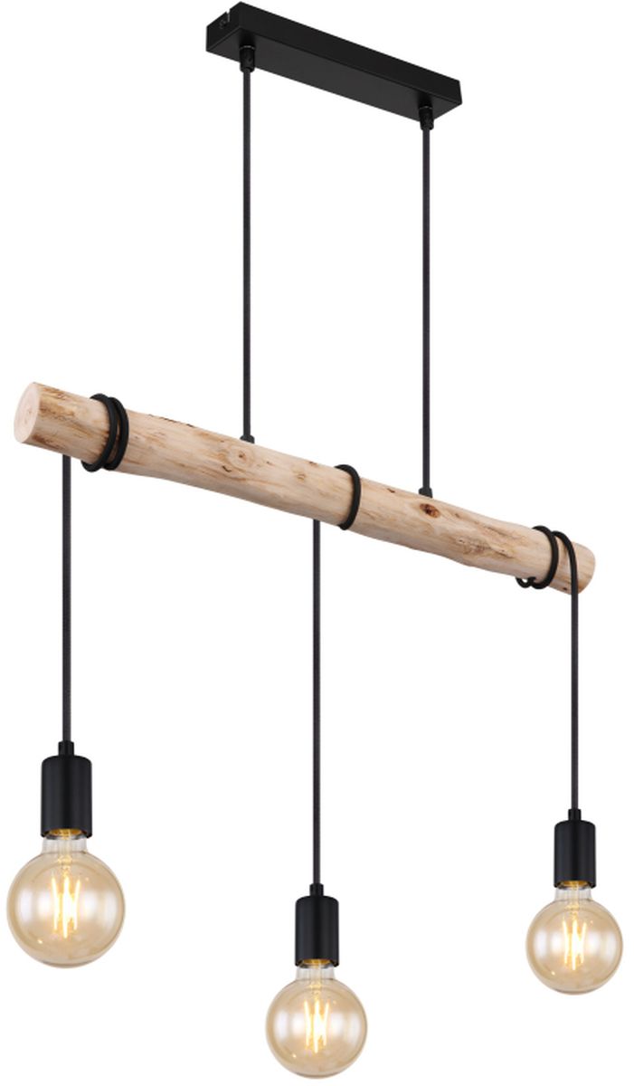 Globo Lighting Gregor závesné svietidlo 3x60 W čierna-drevená 15539-3H