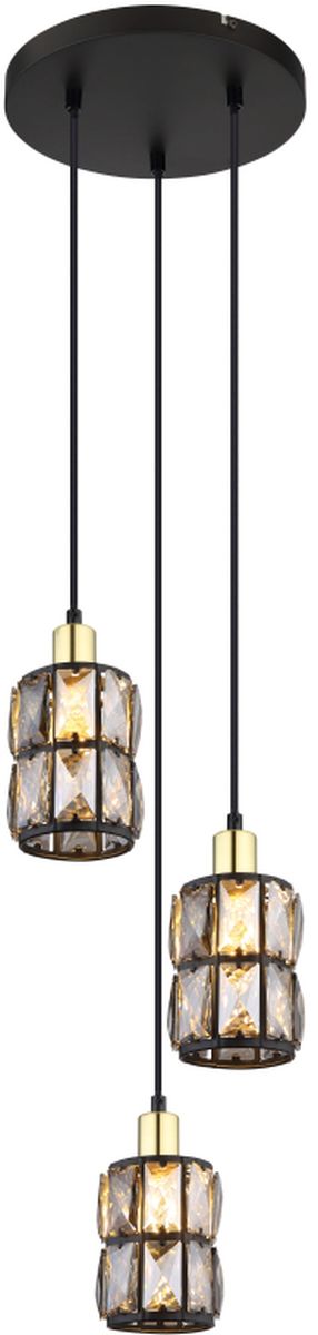 Globo Lighting Wolli závesné svietidlo 3x40 W čierna-krištáľová 15761-3B