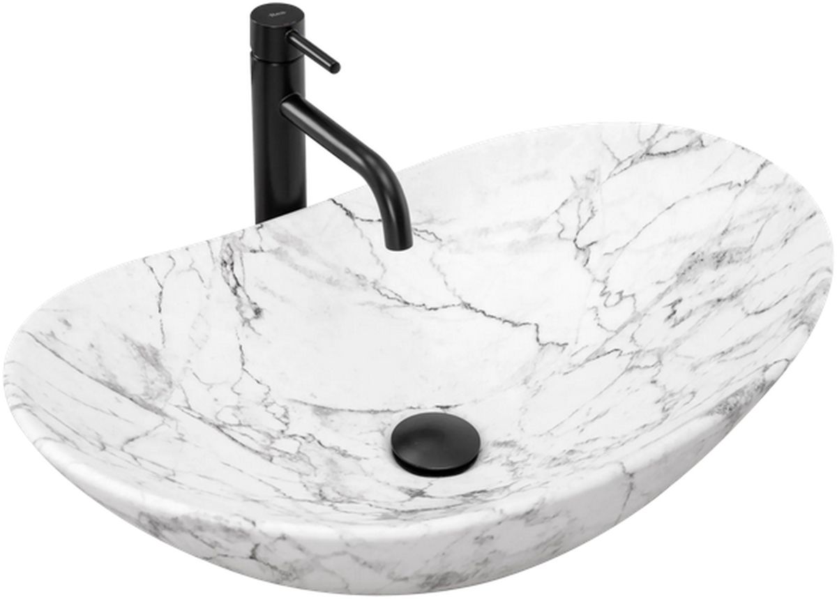 Rea Royal umývadlo 60.5x36 cm oválny pultové umývadlo sivá/kamenná REA-U8010