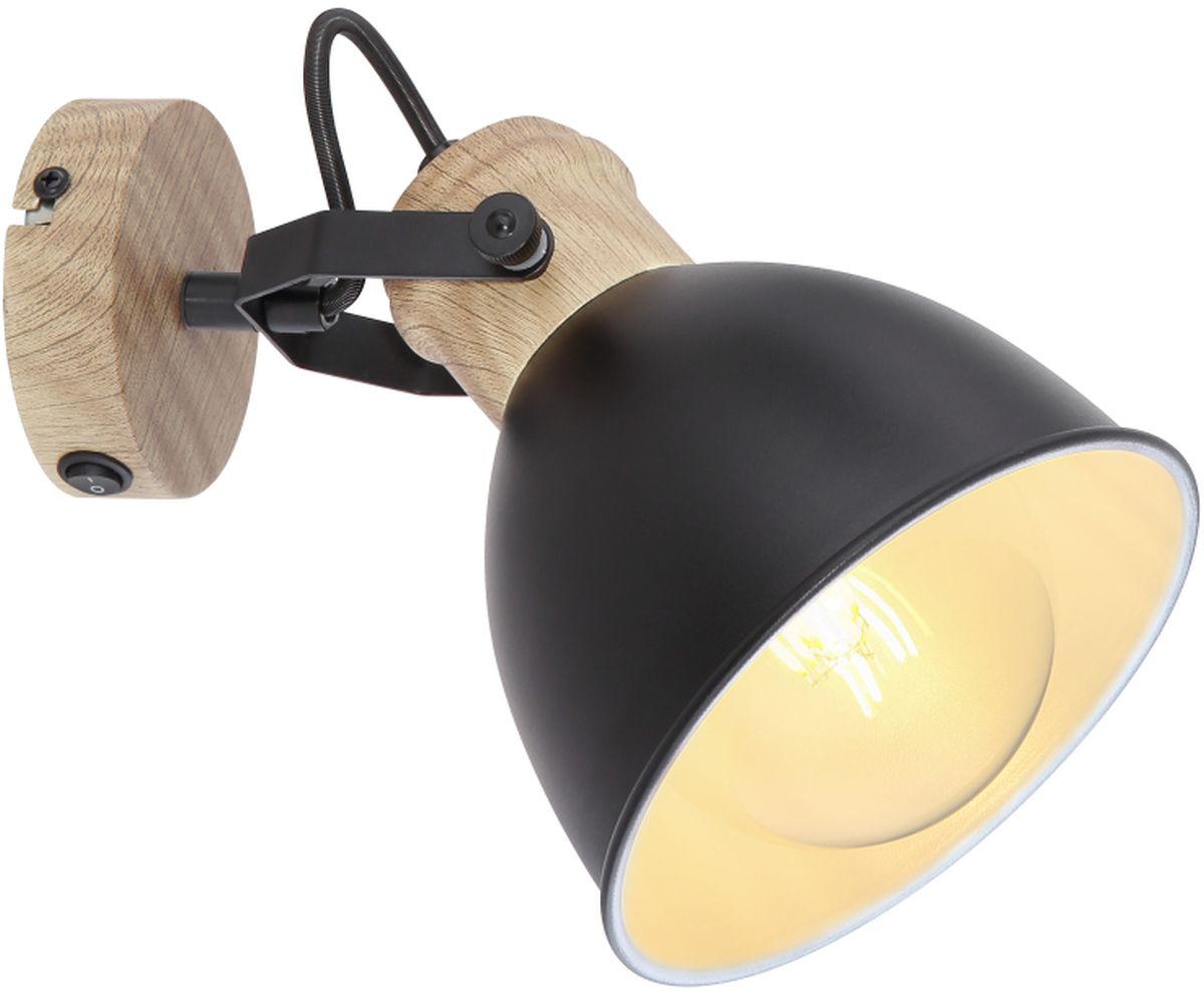 Globo Lighting Wiho nástenná lampa 1x40 W čierna-drevená 54018-1S