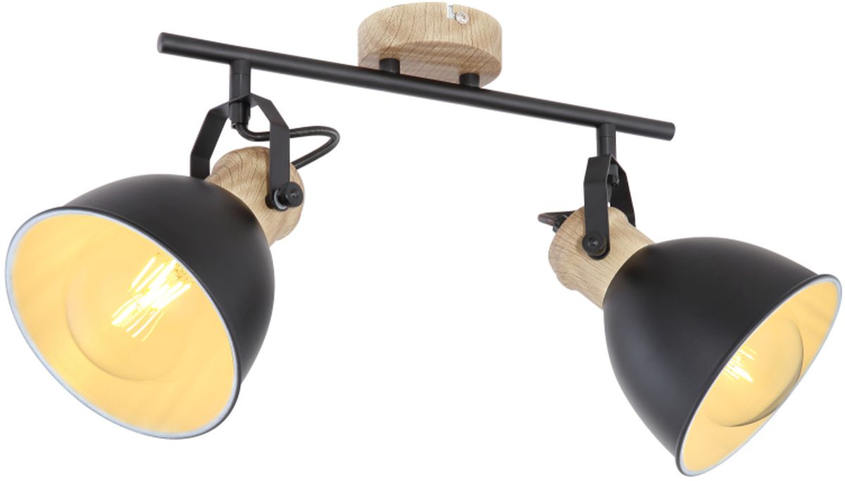 Globo Lighting Wiho stropné svietidlo 2x40 W čierna-drevená 54018-2S