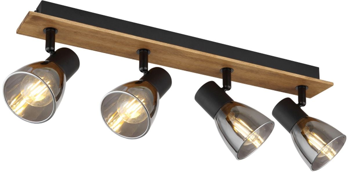 Globo Lighting Claude stropné svietidlo 4x40 W čierna-dymová-drevená 54307-4W