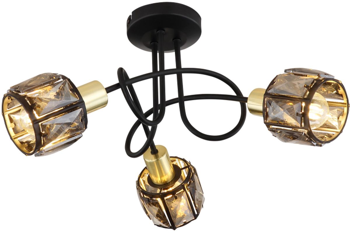 Globo Lighting Indiana stropné svietidlo 3x40 W čierna-dymová-zlatá 54357-3B