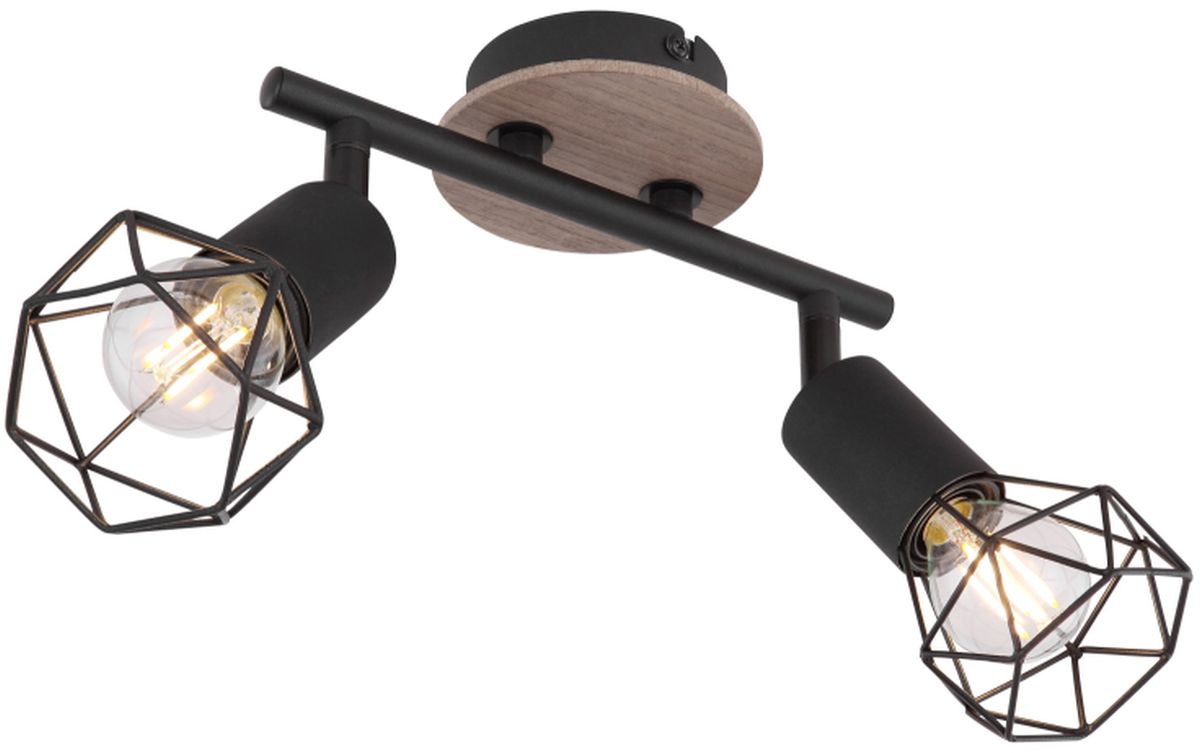 Globo Lighting Xara I stropné svietidlo 2x40 W čierna-drevená 54802S-2H