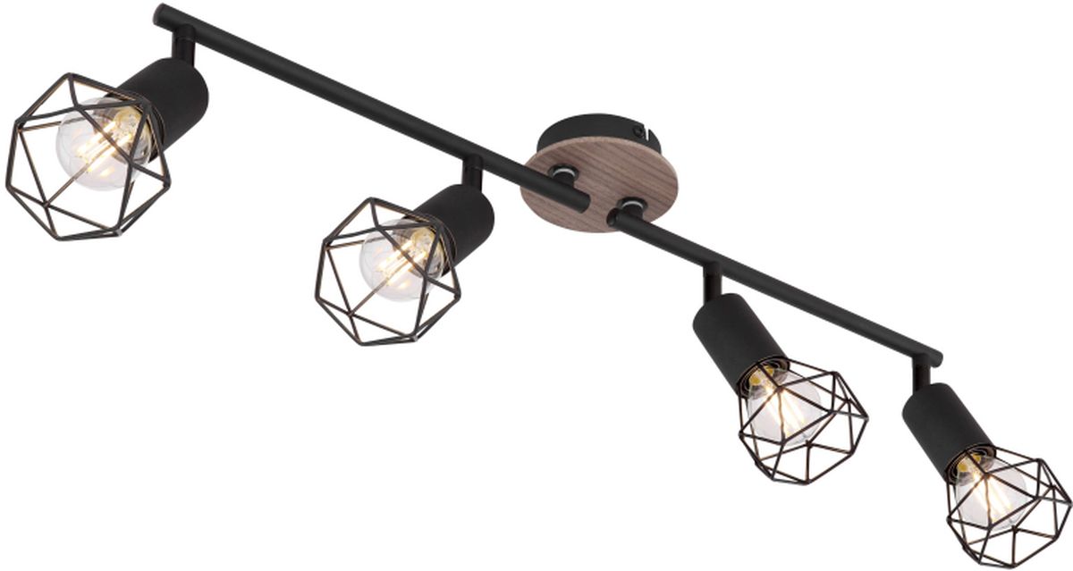 Globo Lighting Xara I stropné svietidlo 4x40 W čierna-drevená 54802S-4H