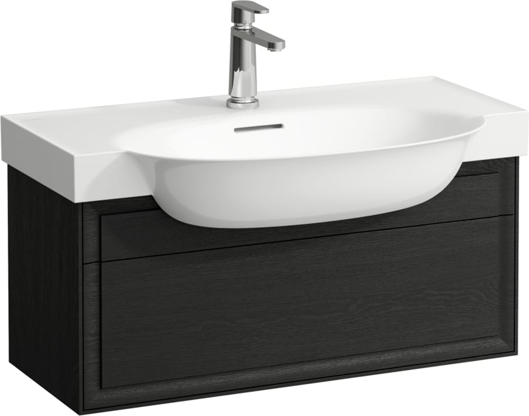 Laufen The New Classic skrinka 77.6x31.6x34.4 cm závesná kúpeľňová skrinka pod umývadlo čierna-dub H4060410856281