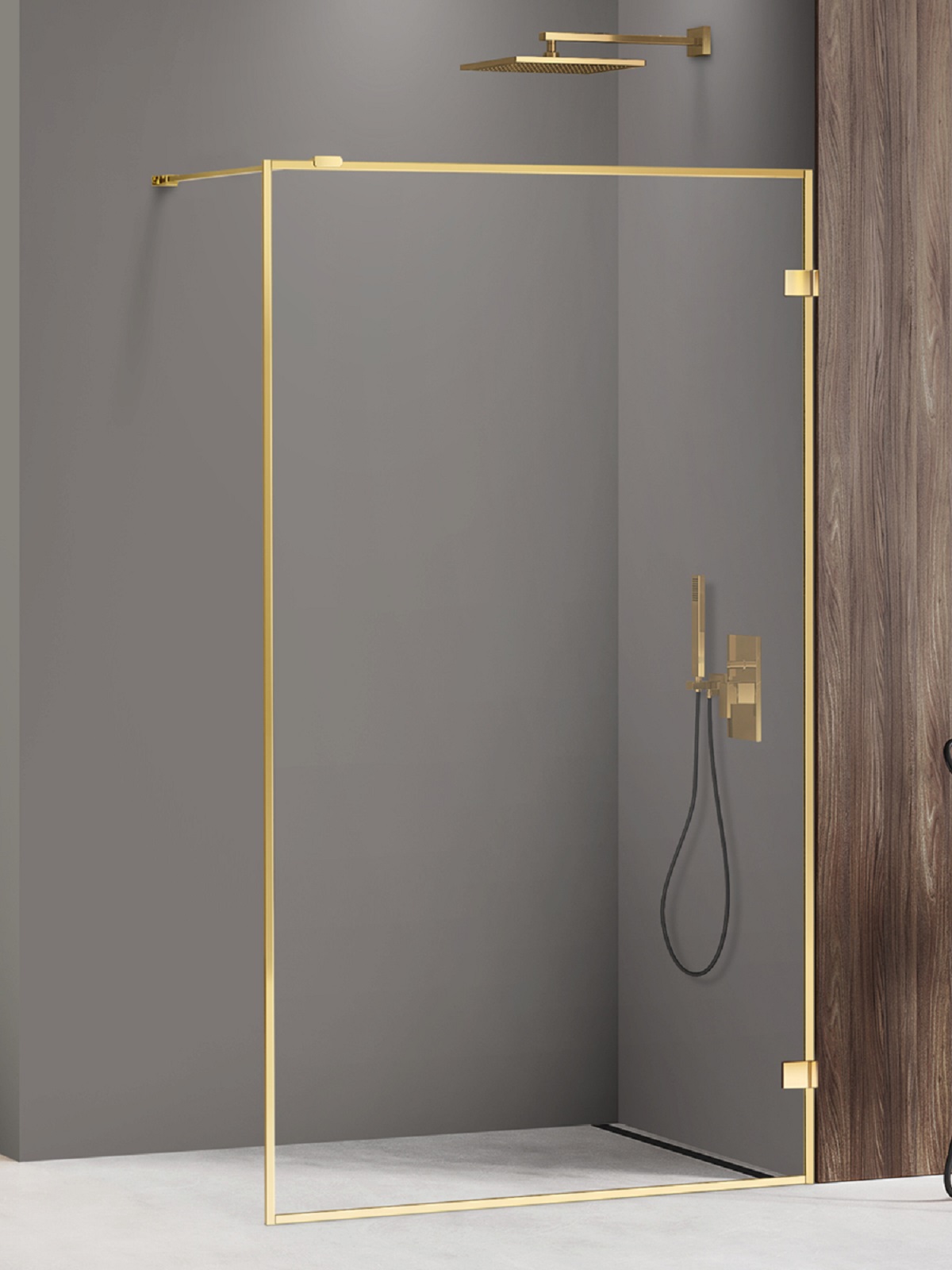 New Trendy Avexa Gold Shine stena sprchového kúta walk -in 130 cm zlatá lesklý/sklo priehľadné EXK-4319