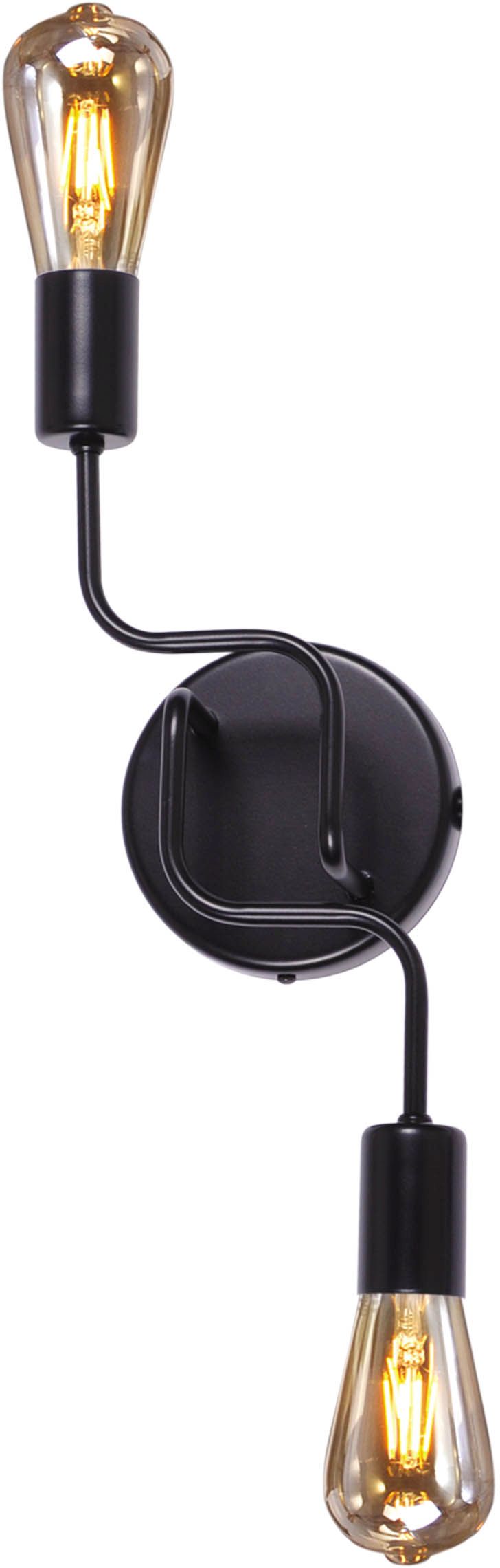 Kaja Skadi nástenná lampa 2x60 W čierna K-3895