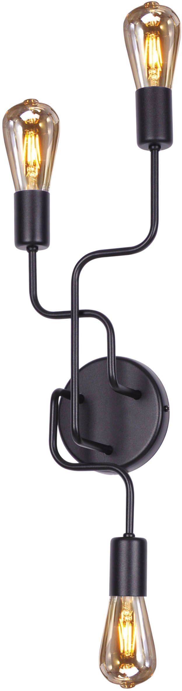 Kaja Skadi nástenná lampa 3x60 W čierna K-3896
